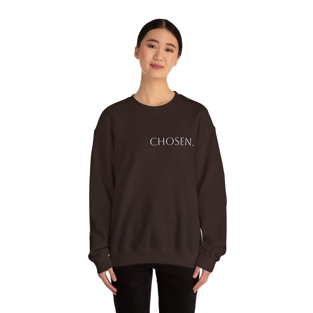 Chosen Sweatshirt Christian Crewneck with “1 Peter 2:9” Back Text