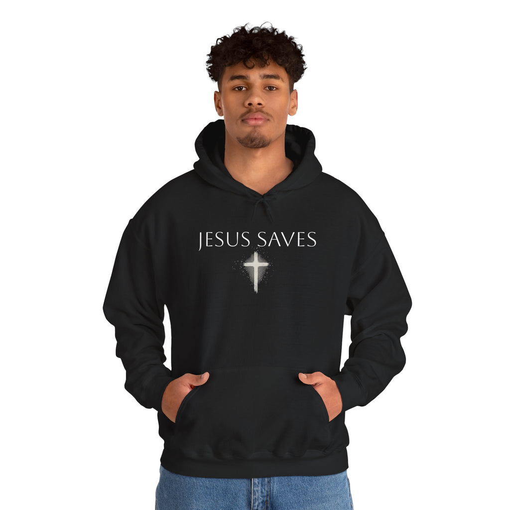 Religious Hoodie Cross Graphic with Jesus Saves