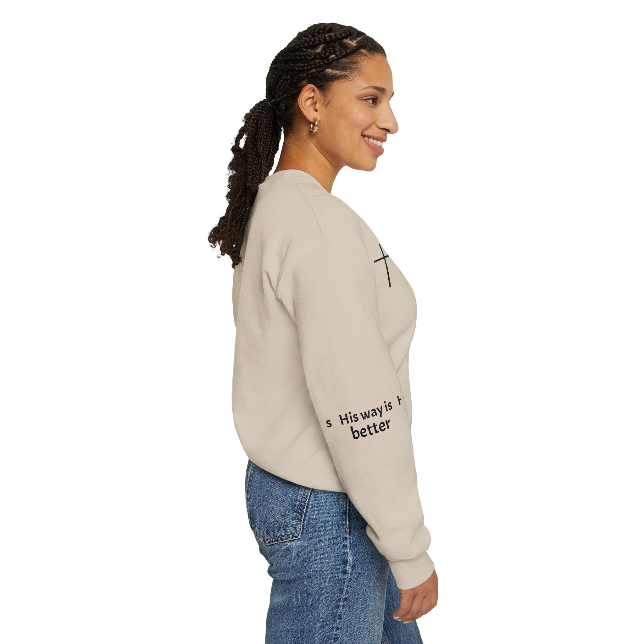 Christian Cross Crewneck Sweatshirt Minimal Faith Graphic