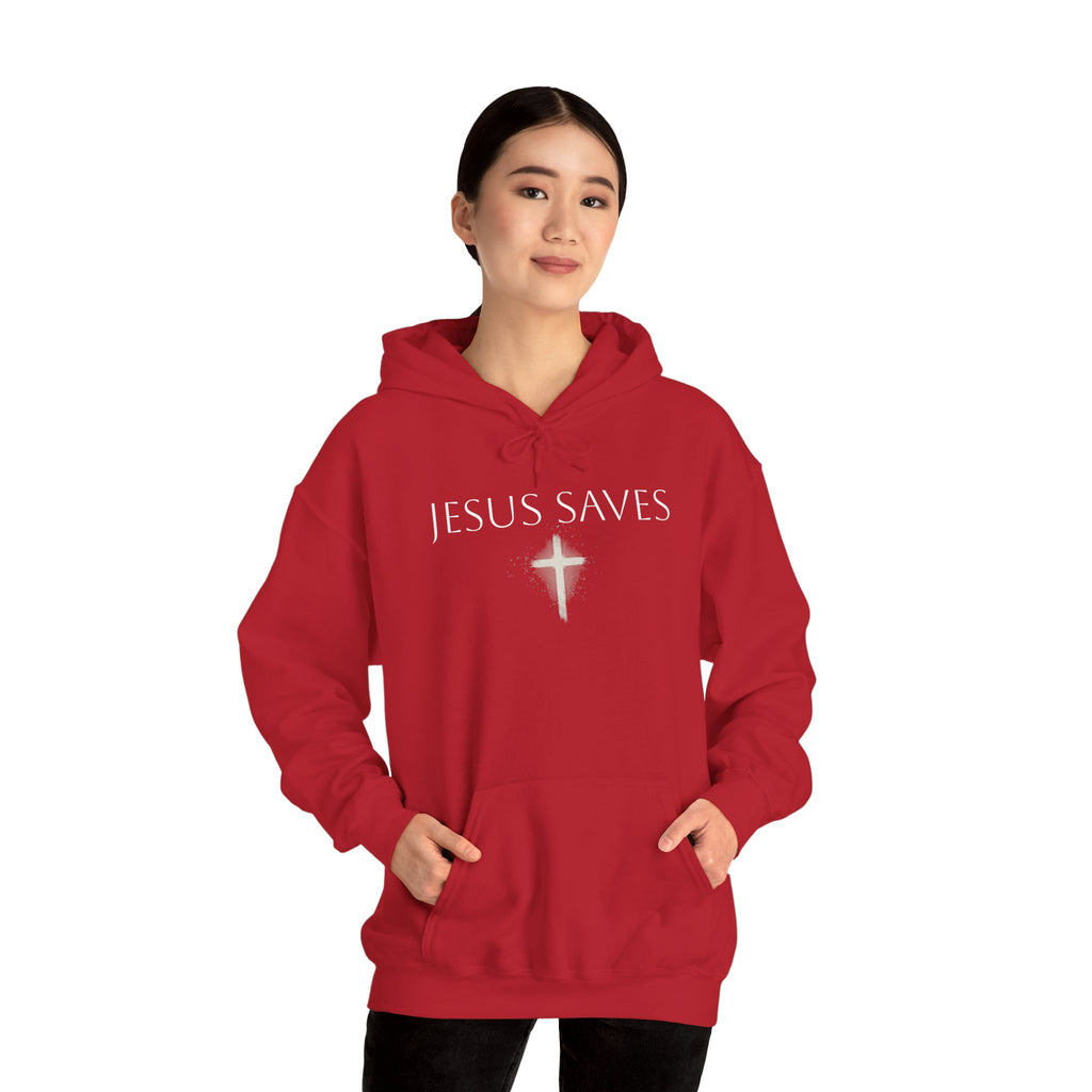 Religious Hoodie Cross Graphic with Jesus Saves