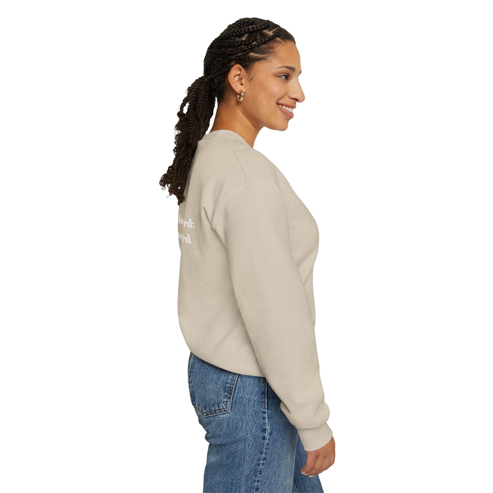 Christian Crewneck Sweatshirt Cross Front & Psalm 23 Shepherd Back