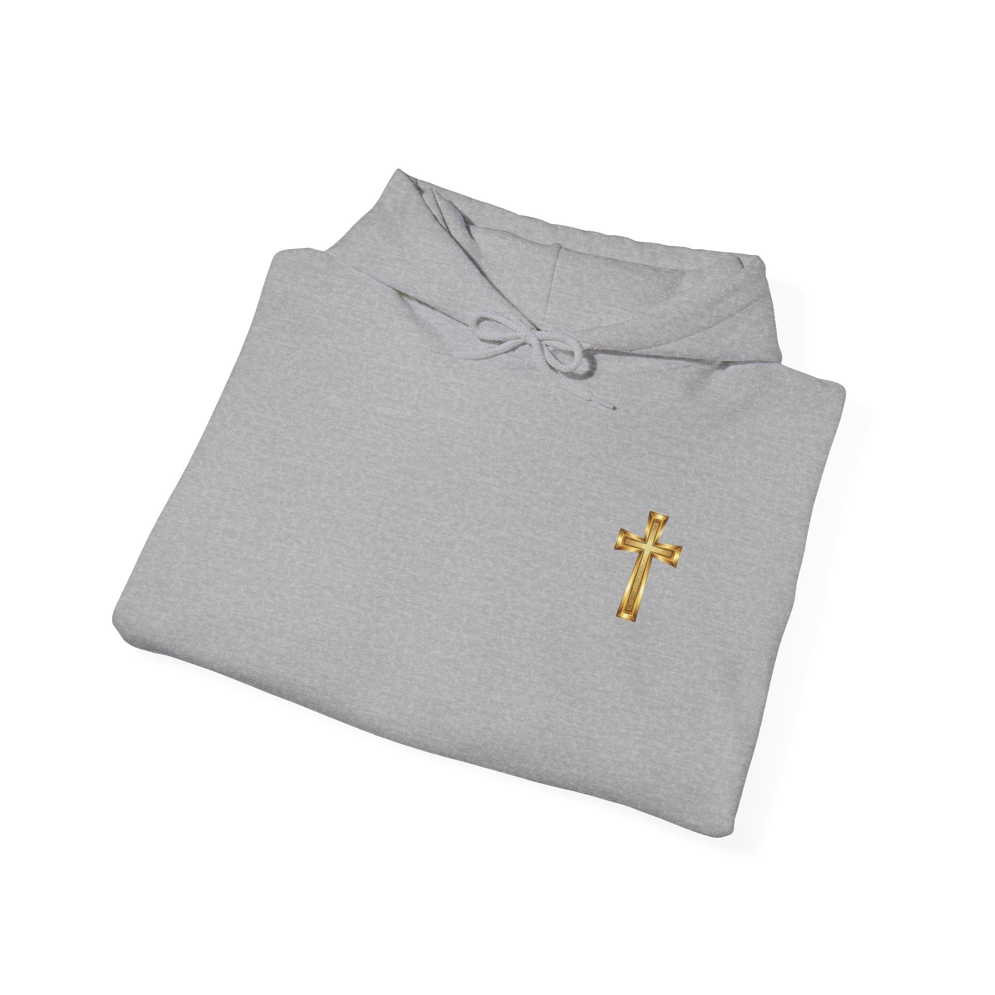 Mountain Road Hoodie with Gold Cross Chest Accent