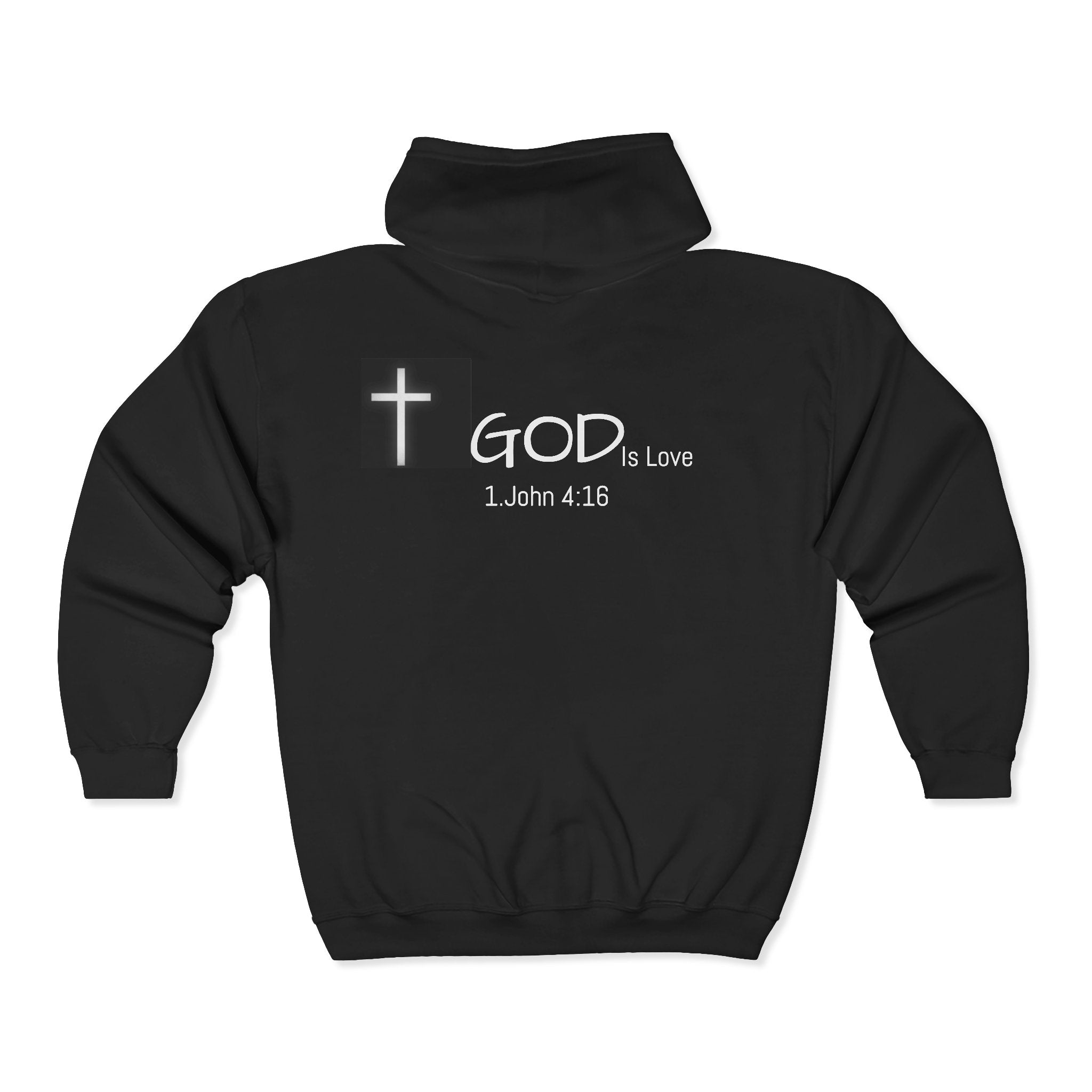 Christian Zip Hoodie "God Is Love" Cross Design (1 John 4:16)