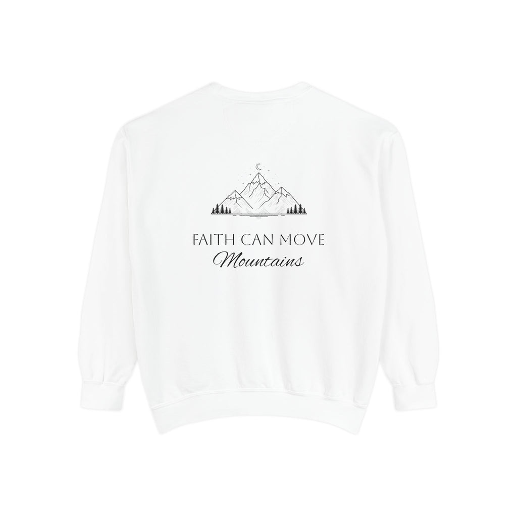Faith Can Move Mountains Sweatshirt  Heart Chest Graphic