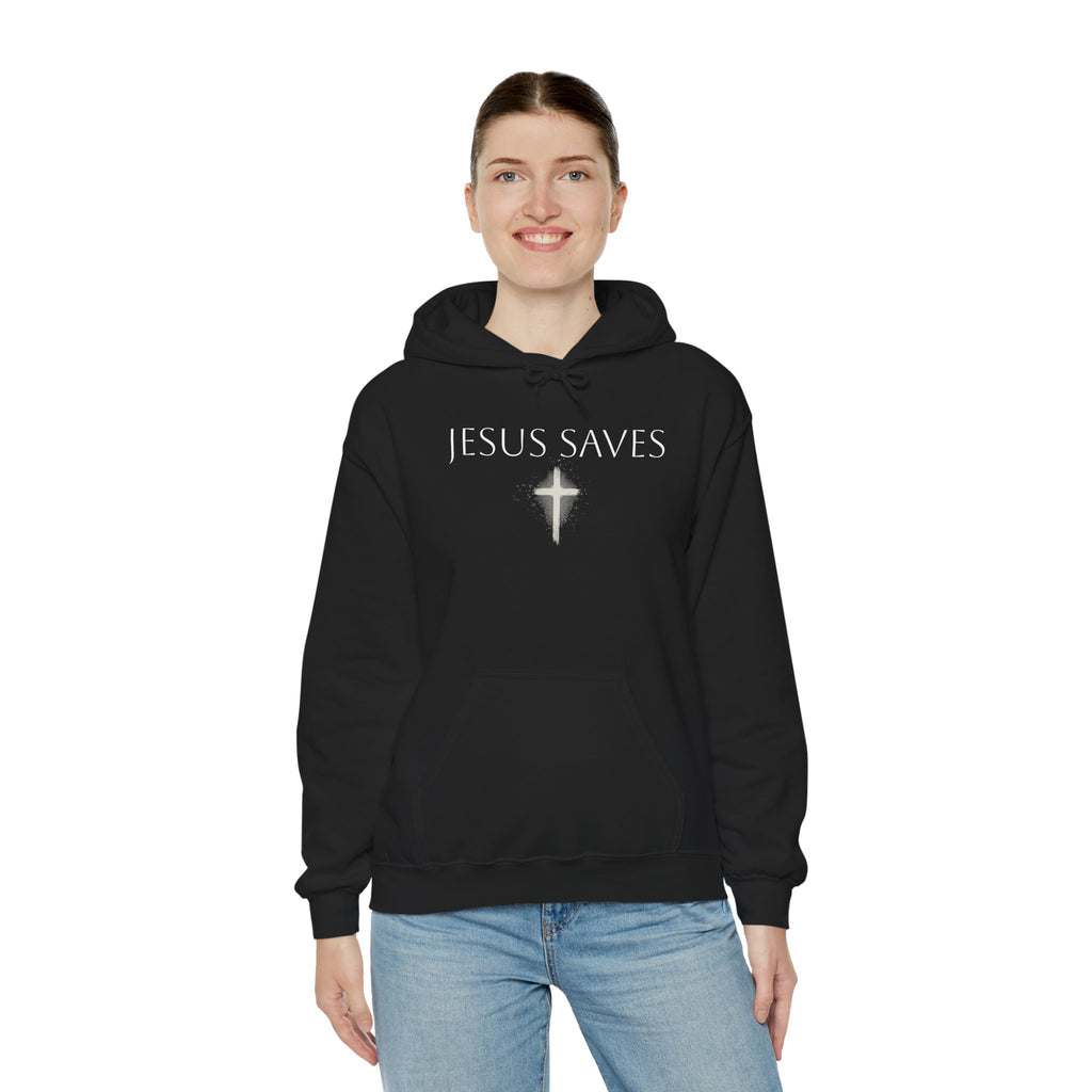 Religious Hoodie Cross Graphic with Jesus Saves