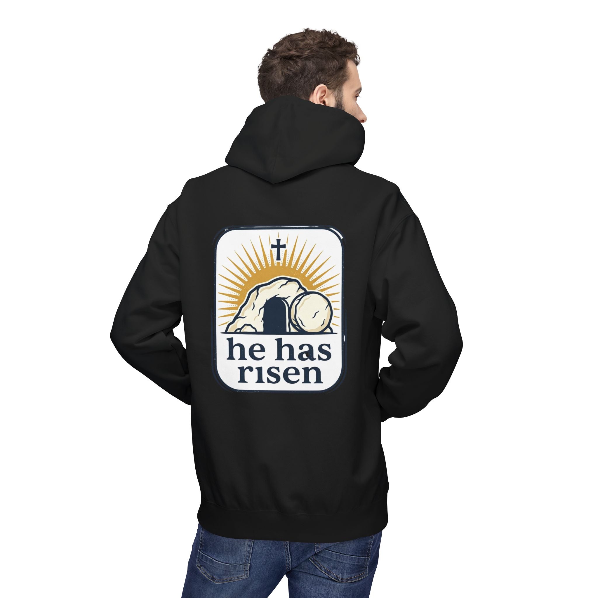 Matthew 28:6 Hoodie — "He Is Risen" Easter Christian Pullover