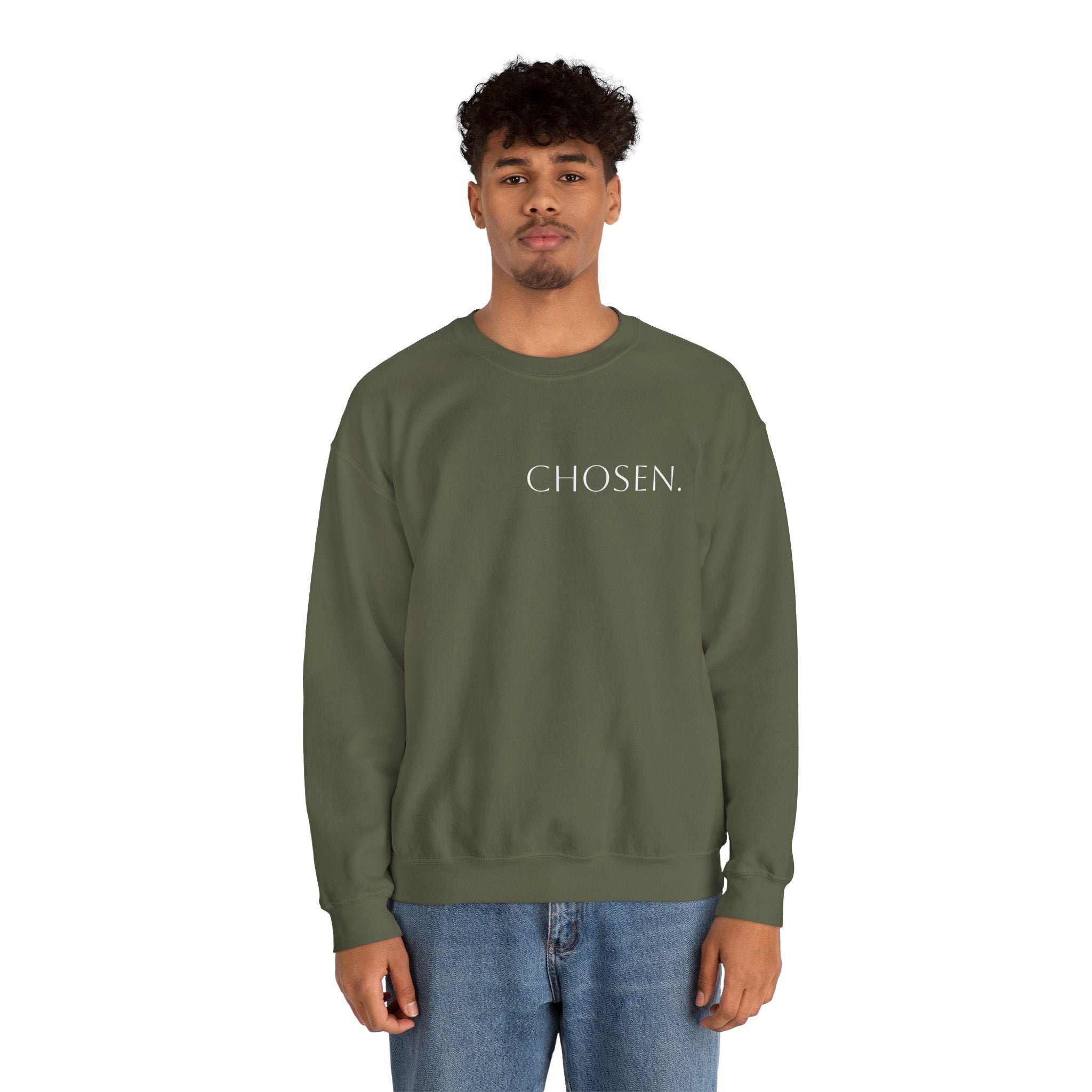Chosen Sweatshirt Christian Crewneck with “1 Peter 2:9” Back Text