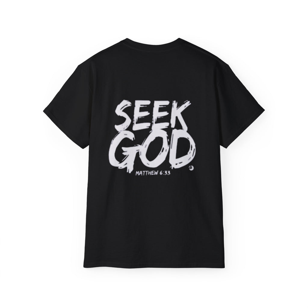 Seek God T-Shirt — Christian Faith Tee with Cross & Matthew 6:33 Scripture