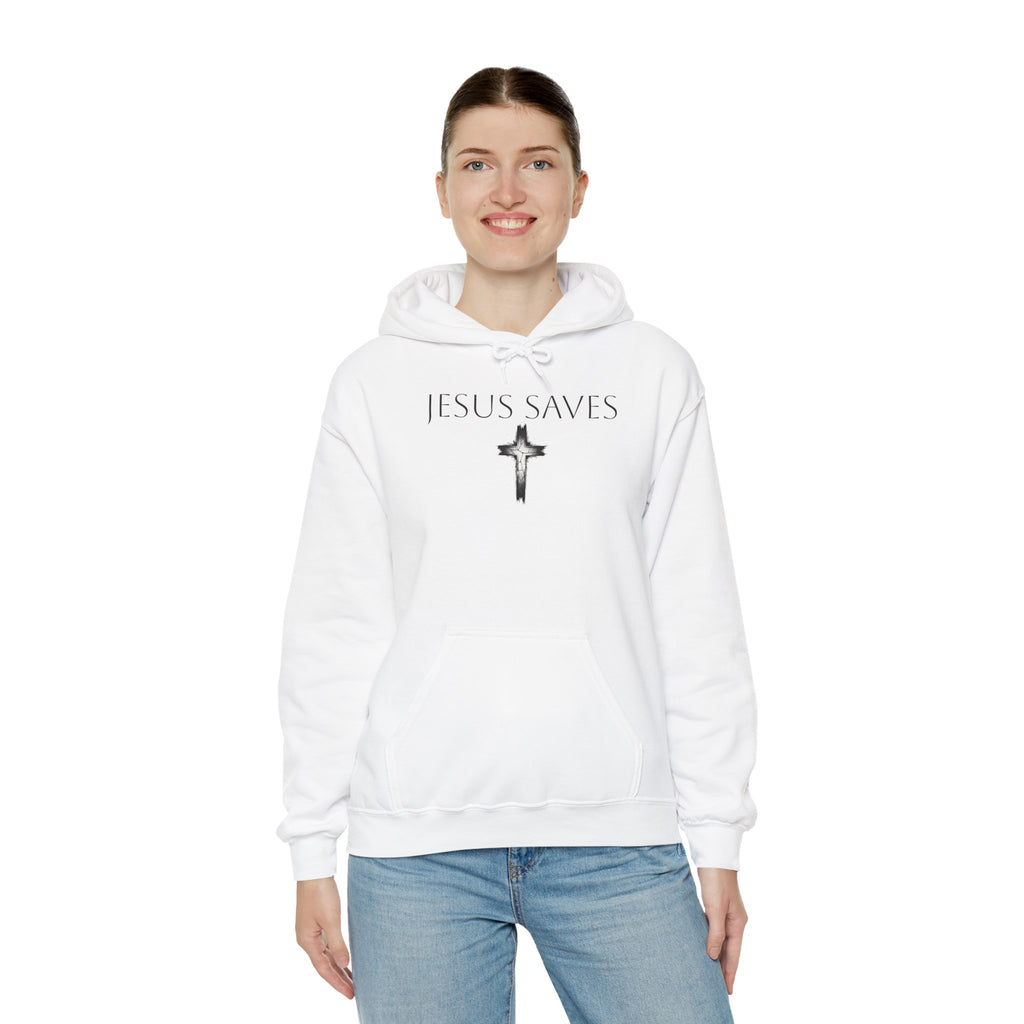 Religious Hoodie Cross Graphic with Jesus Saves