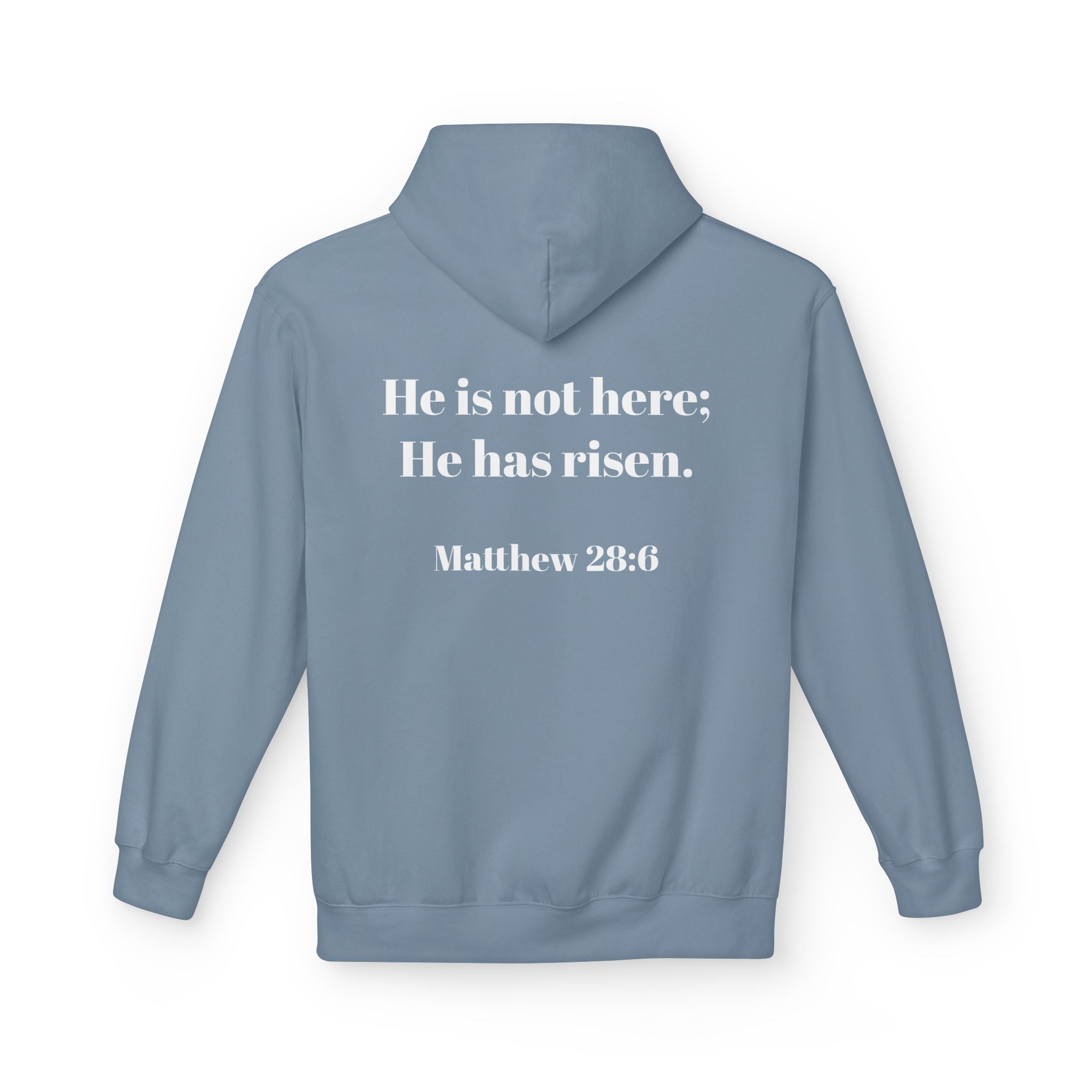 He Has Risen Hoodie  Christian Easter Scripture Pullover (Matthew 28:6)