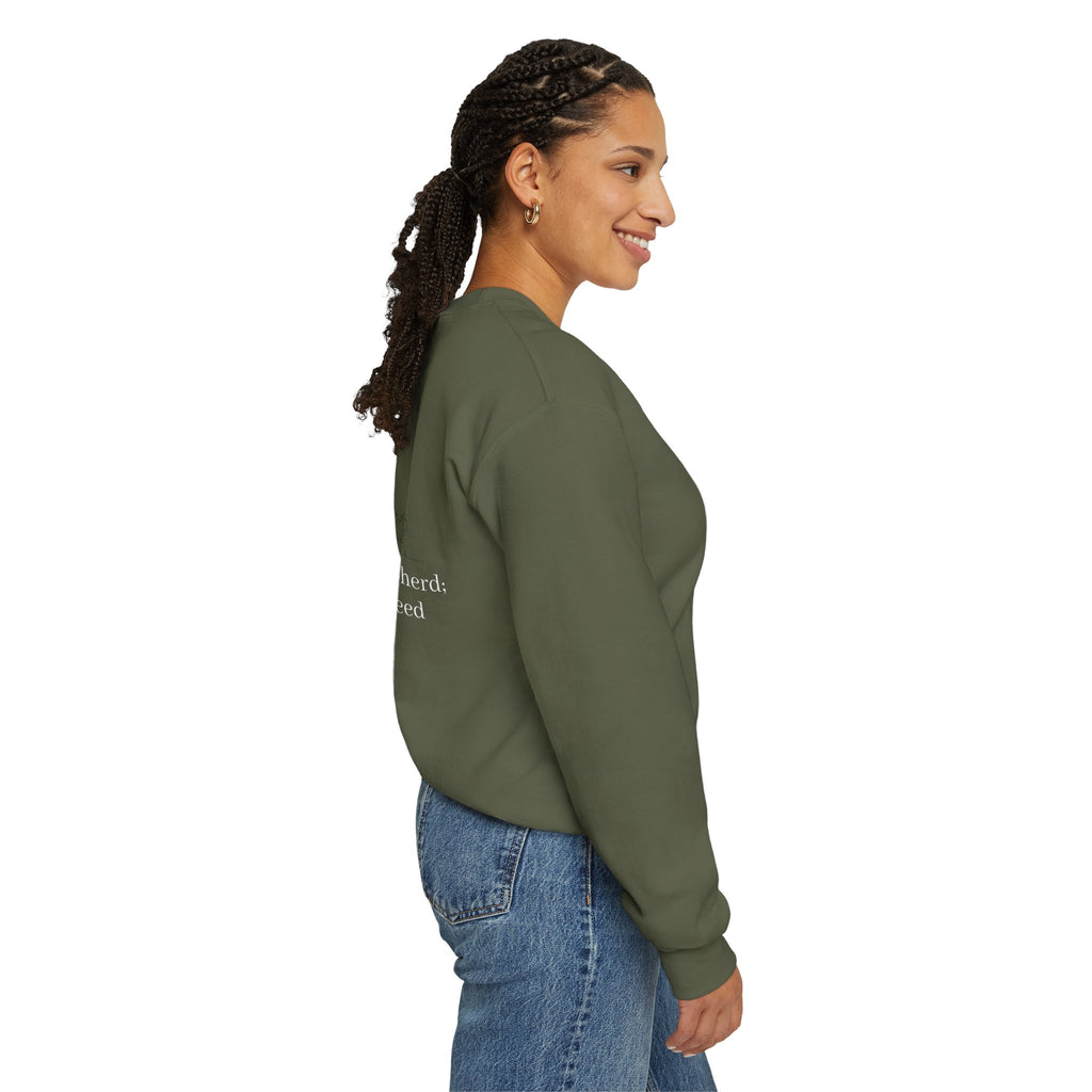Christian Crewneck Sweatshirt Cross Front & Psalm 23 Shepherd Back