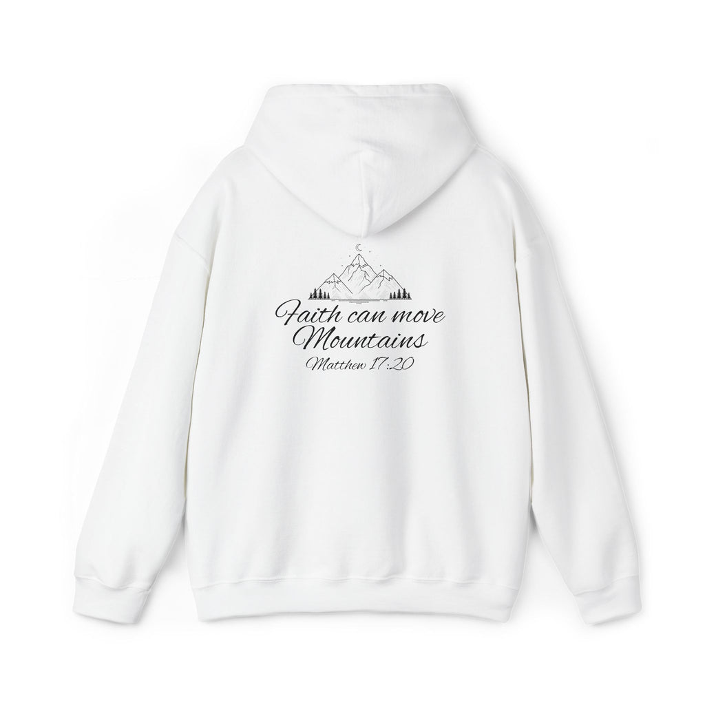 Faith Can Move Mountains Hoodie Inspirational Christian Scripture Sweatshirt (Matthew 17:20)