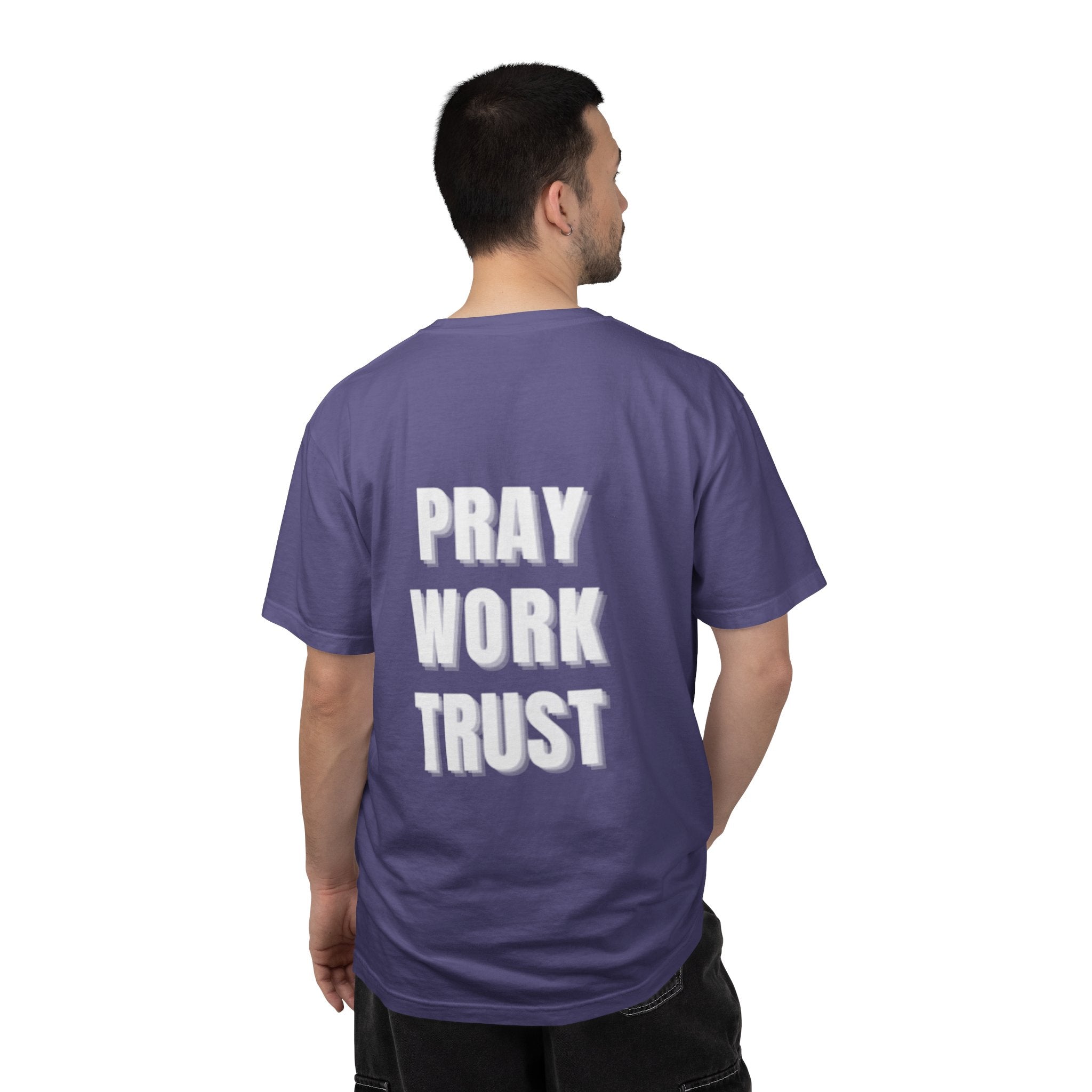 Pray Work Trust Tee Garment-Dyed Brown Inspirational T-Shirt