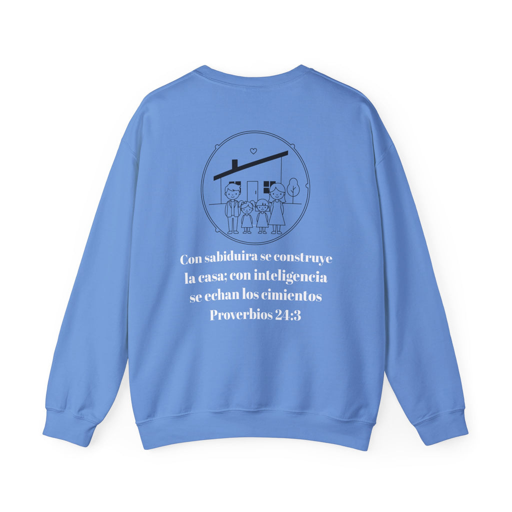 Crewneck Sweatshirt Minimal Heart Graphic with Spanish Proverbs Text