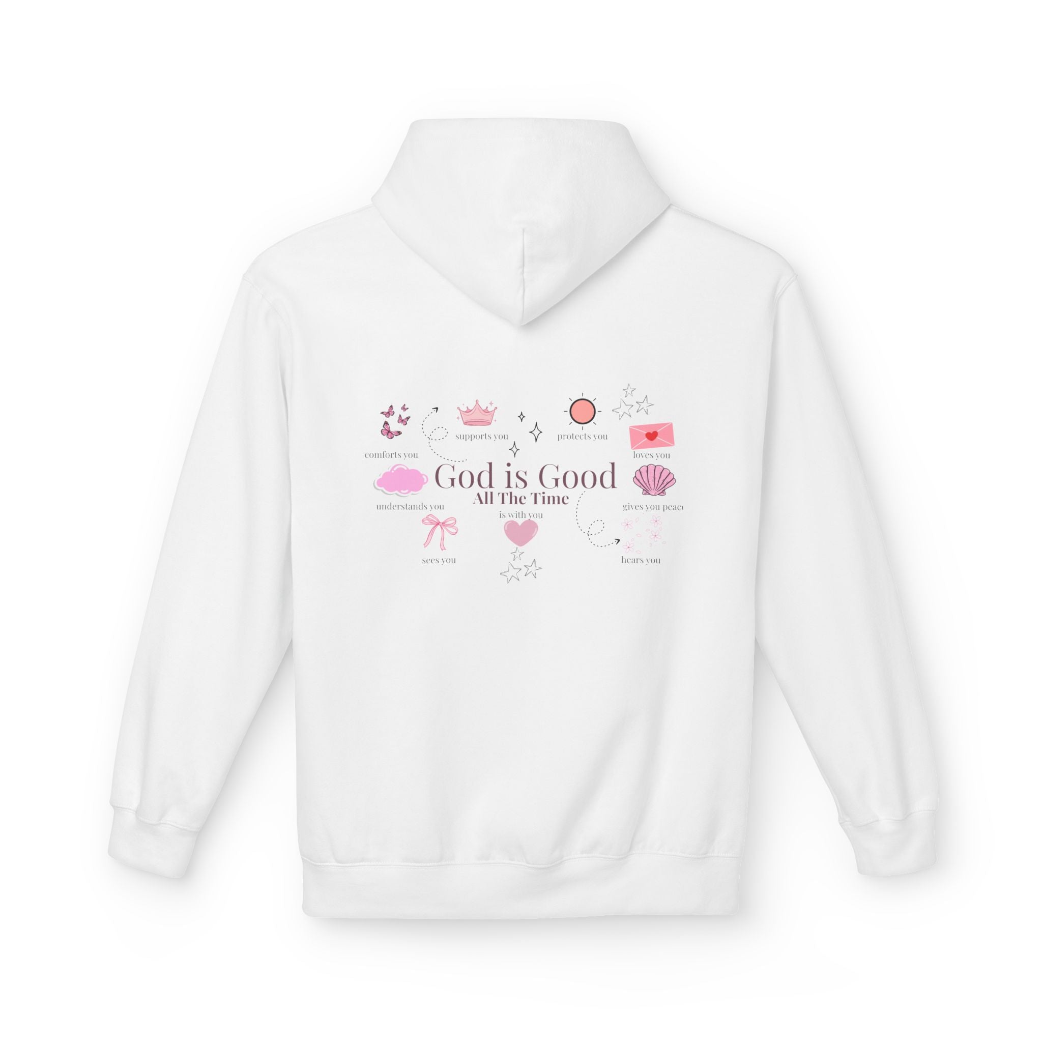 God Is Good Hoodie — Minimal Heart Graphic Christian Faith Pullover