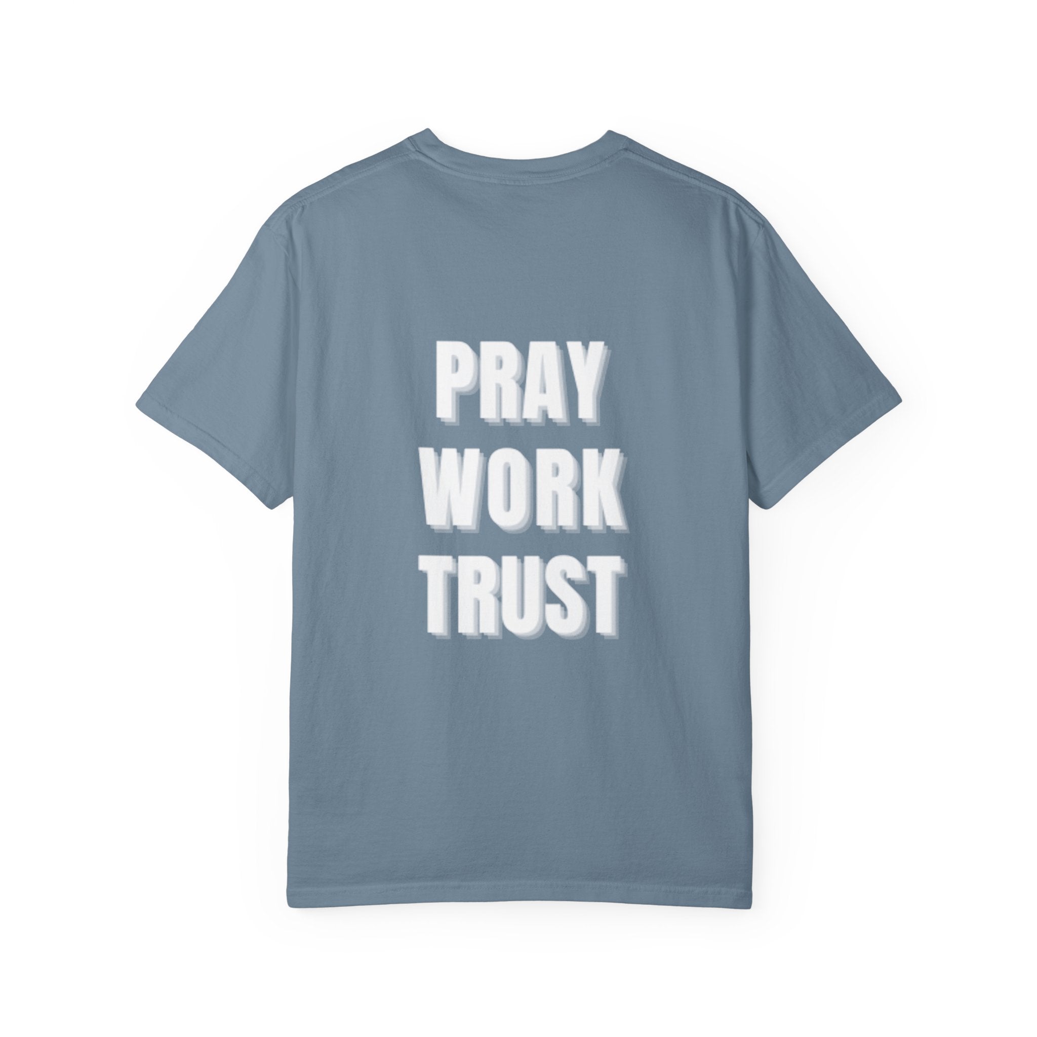 Pray Work Trust Tee Garment-Dyed Brown Inspirational T-Shirt