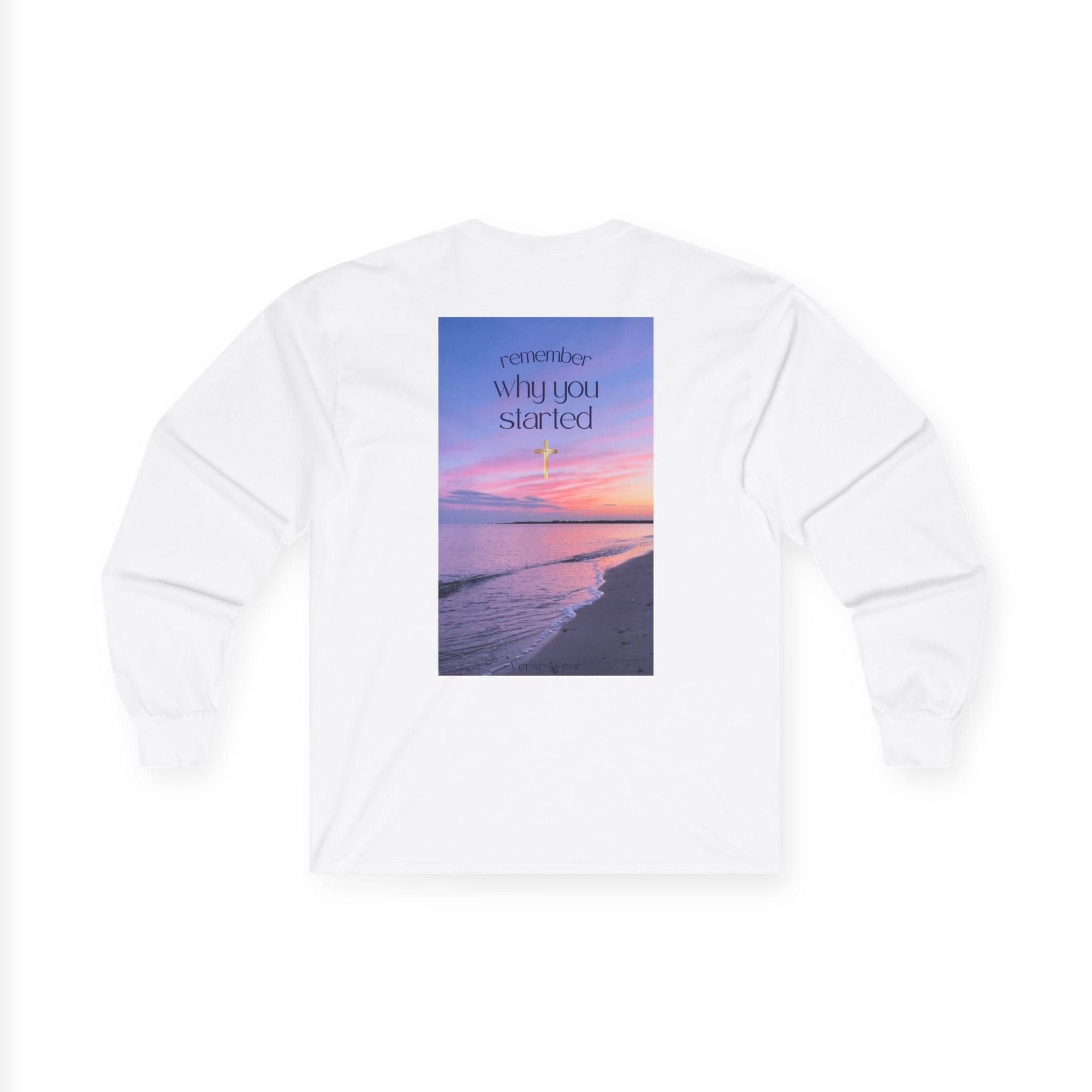 Long Sleeve Tee  Remember Why You Started Sunset Beach Graphic