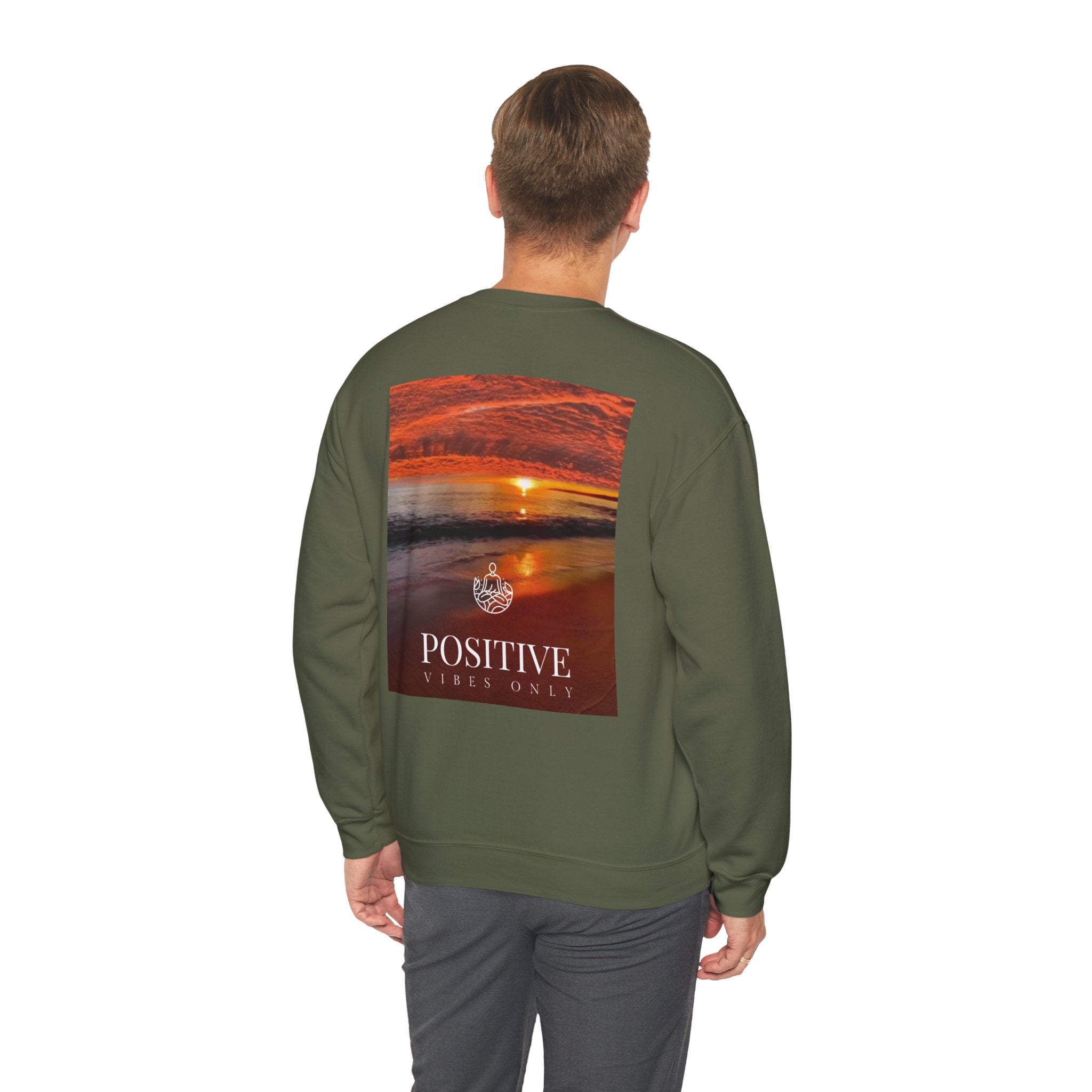 Positive Vibes Only Crewneck Sweatshirt  Sunset Beach Graphic