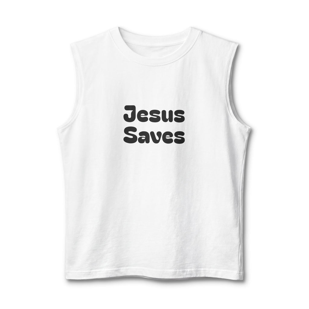 Jesus Saves Muscle Tank Back Cross Christian Faith Tank Top