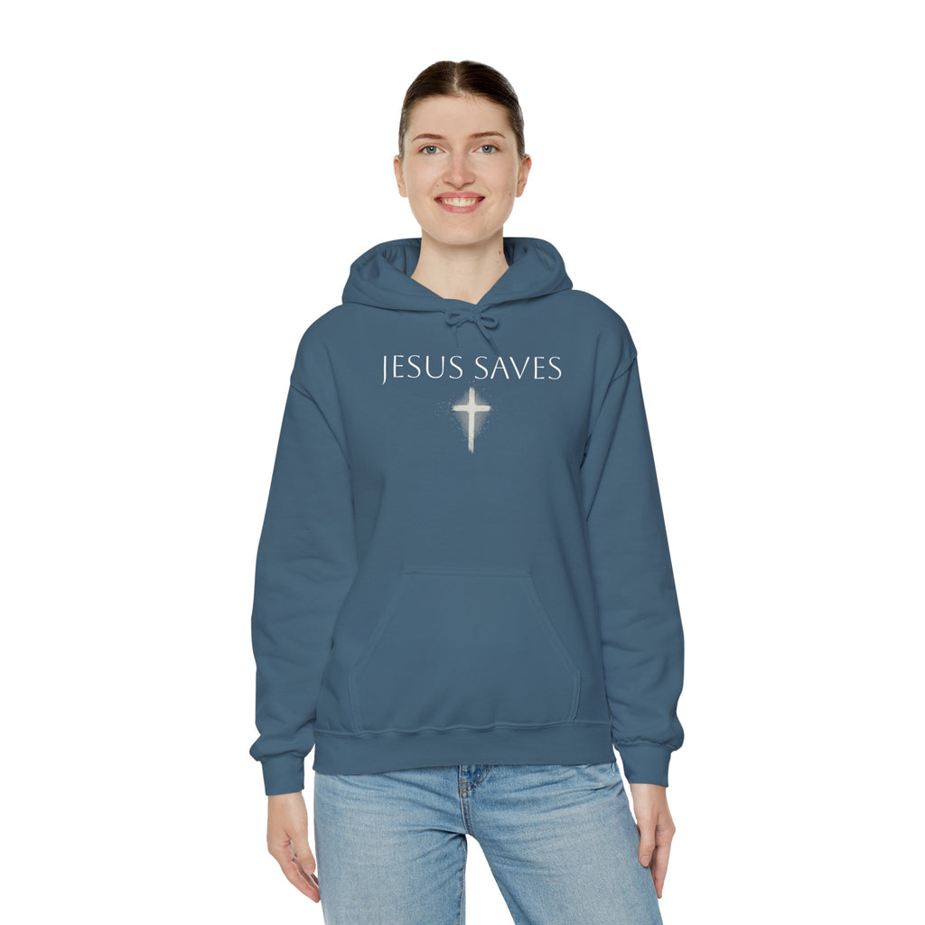 Religious Hoodie Cross Graphic with Jesus Saves