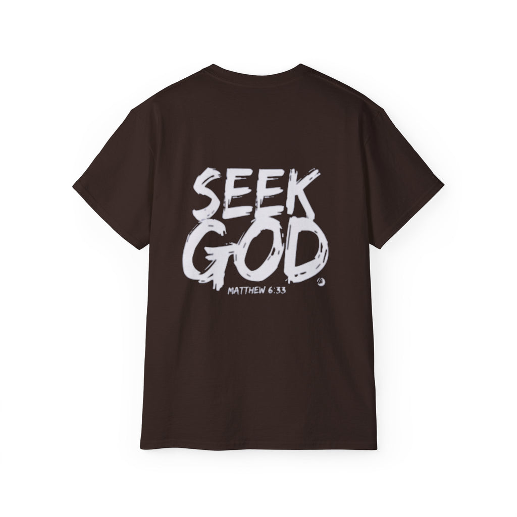 Seek God T-Shirt — Christian Faith Tee with Cross & Matthew 6:33 Scripture