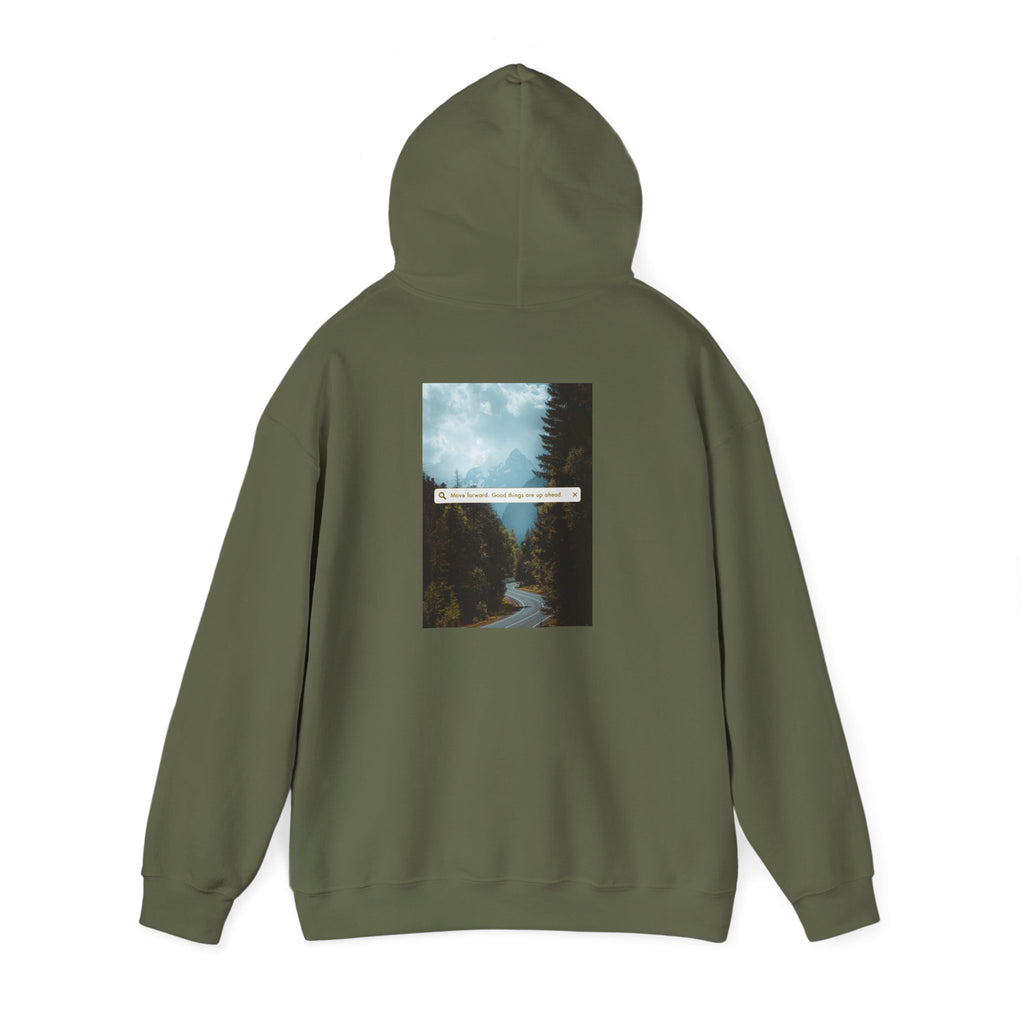 Mountain Road Hoodie with Gold Cross Chest Accent