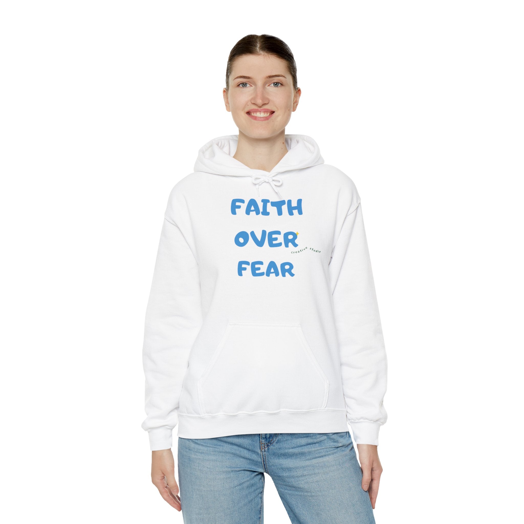Faith Over Fear Hoodie — Christian Cross Inspirational Pullover