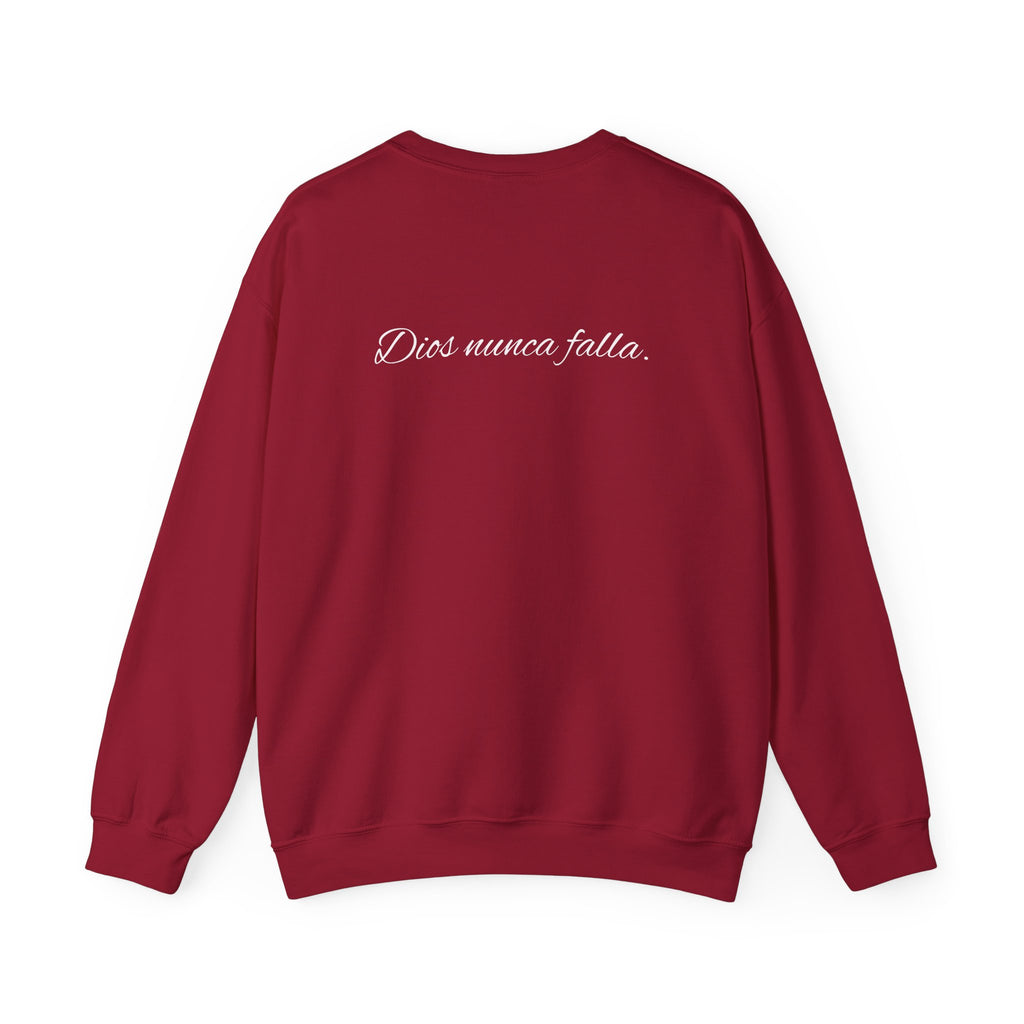 Crewneck Sweatshirt — 'Dios nunca falla' Script Heart Spiritual Pullover