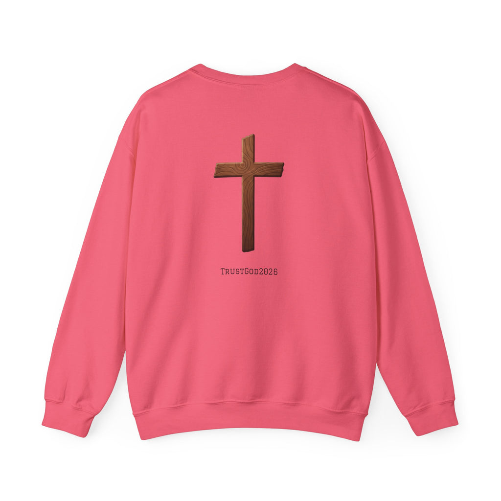 Christian Crewneck Sweatshirt — "God Is Everywhere" with Back Cross Design