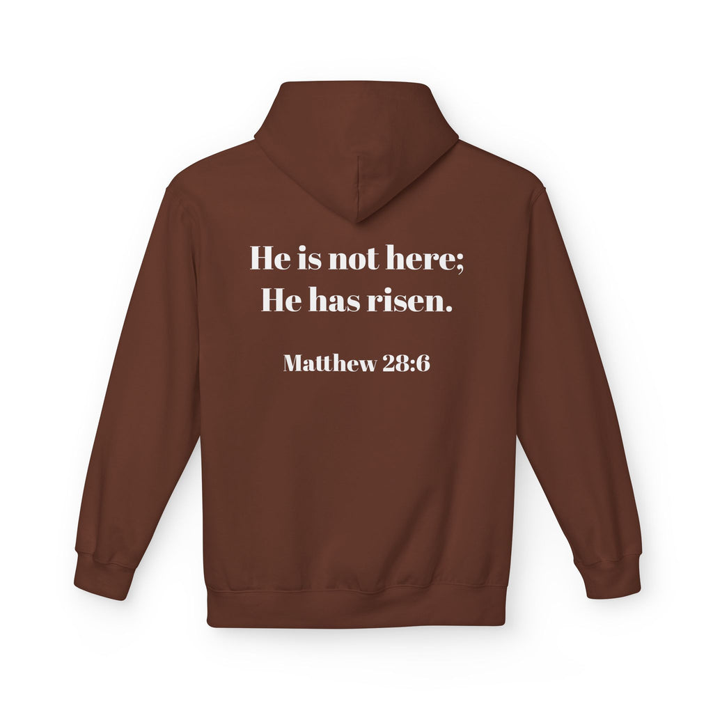 He Has Risen Hoodie  Christian Easter Scripture Pullover (Matthew 28:6)