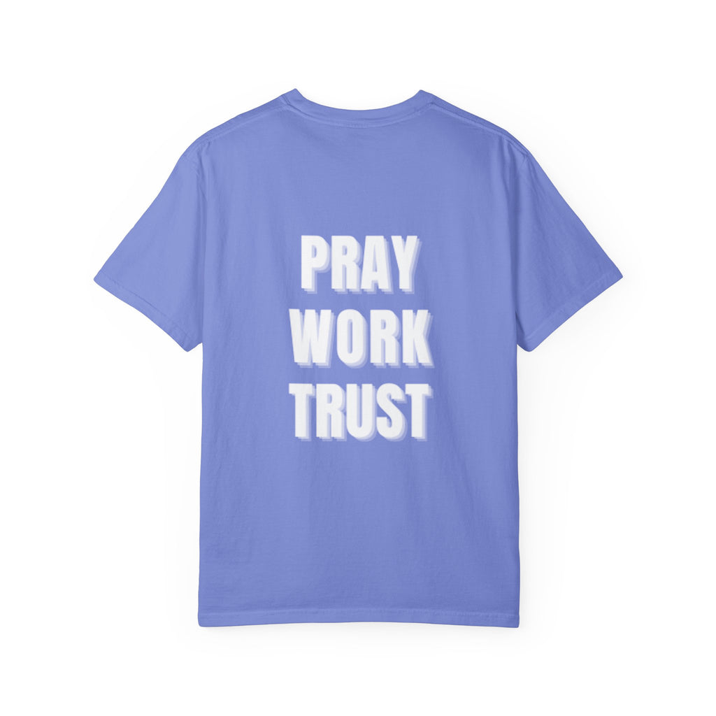 Pray Work Trust Tee Garment-Dyed Brown Inspirational T-Shirt