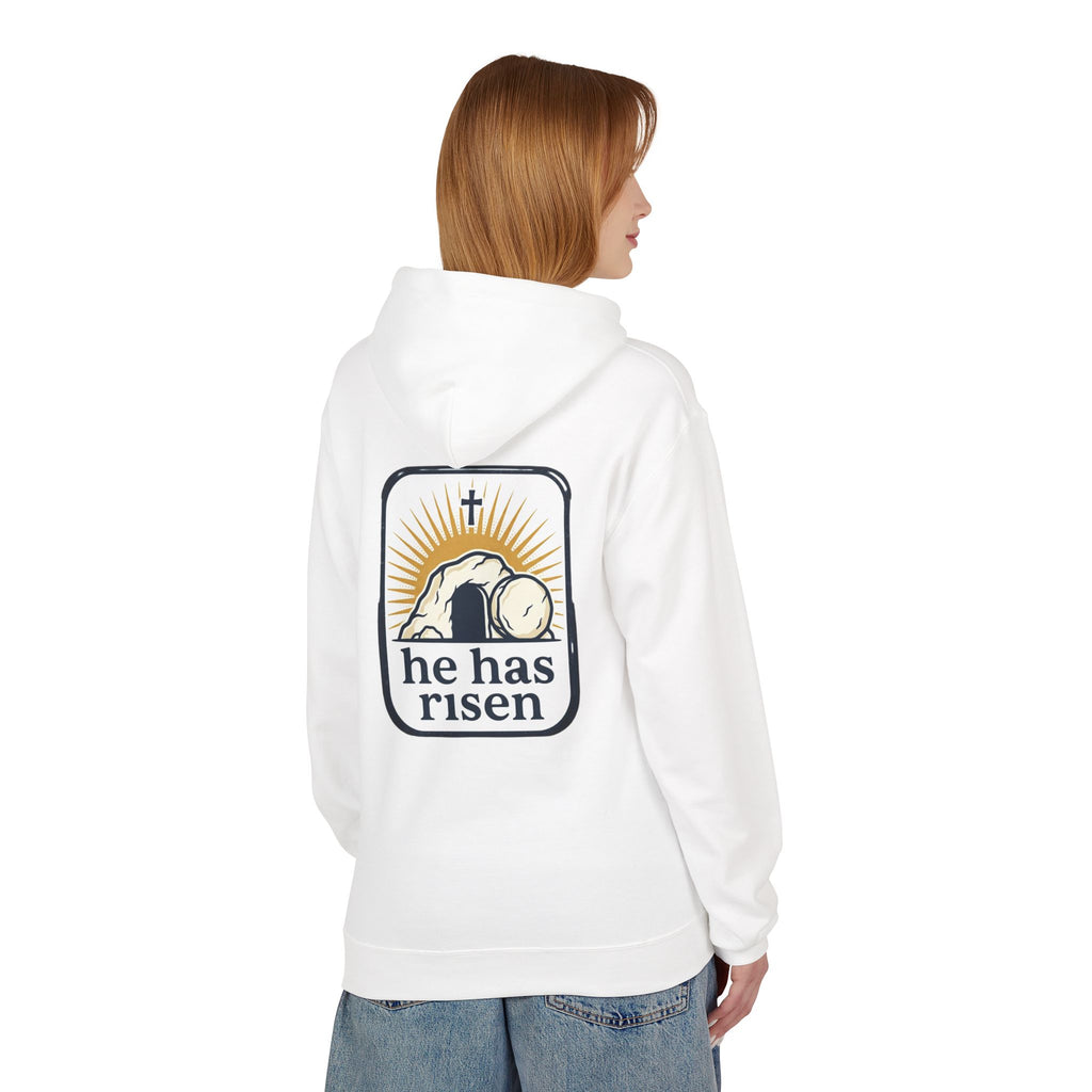 Matthew 28:6 Hoodie — "He Is Risen" Easter Christian Pullover