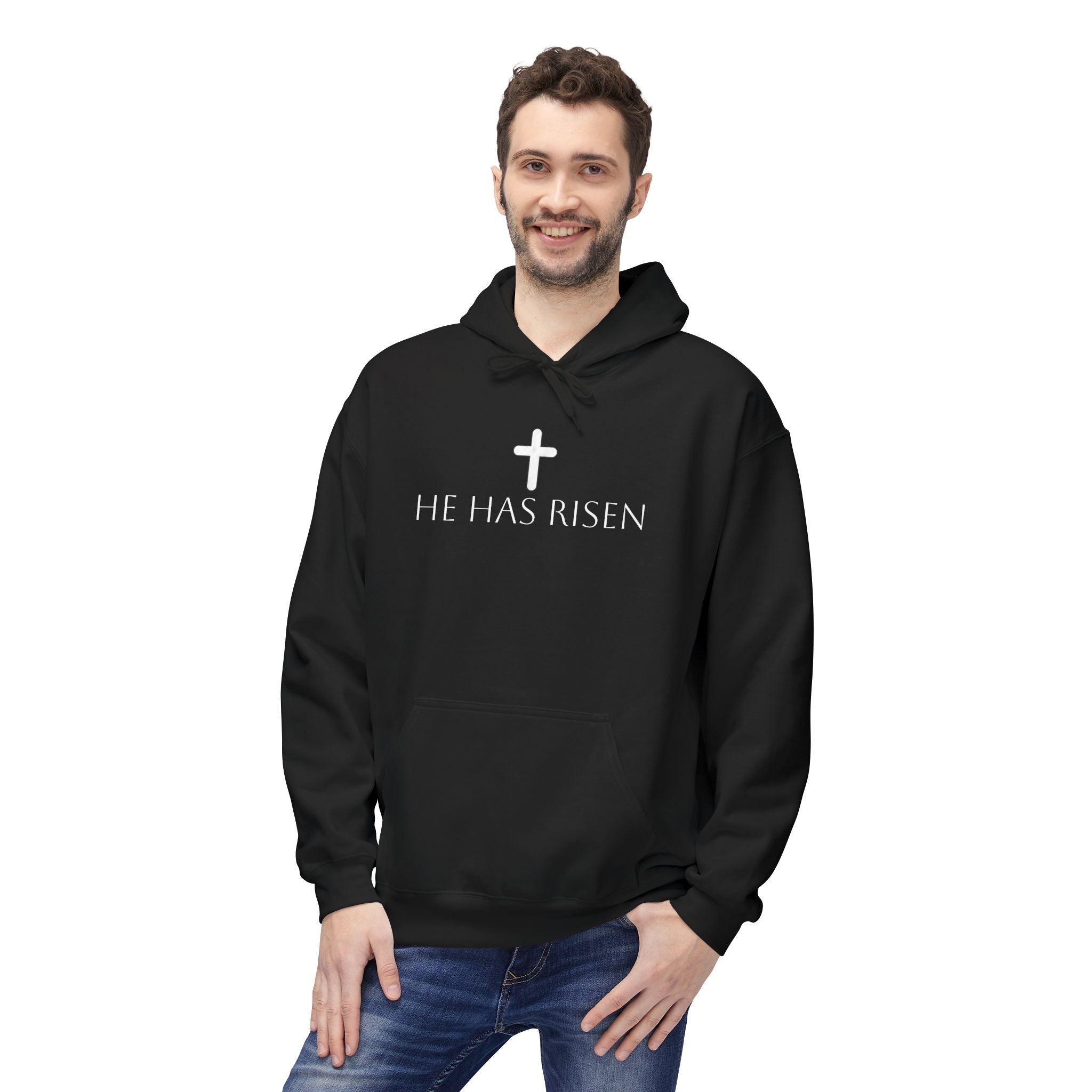 He Has Risen Hoodie  Christian Easter Scripture Pullover (Matthew 28:6)