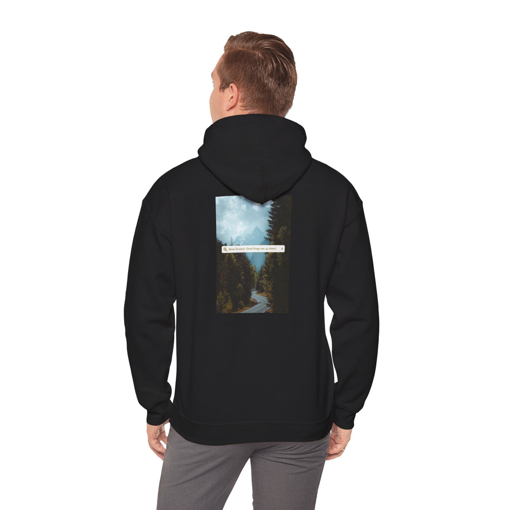 Mountain Road Hoodie with Gold Cross Chest Accent