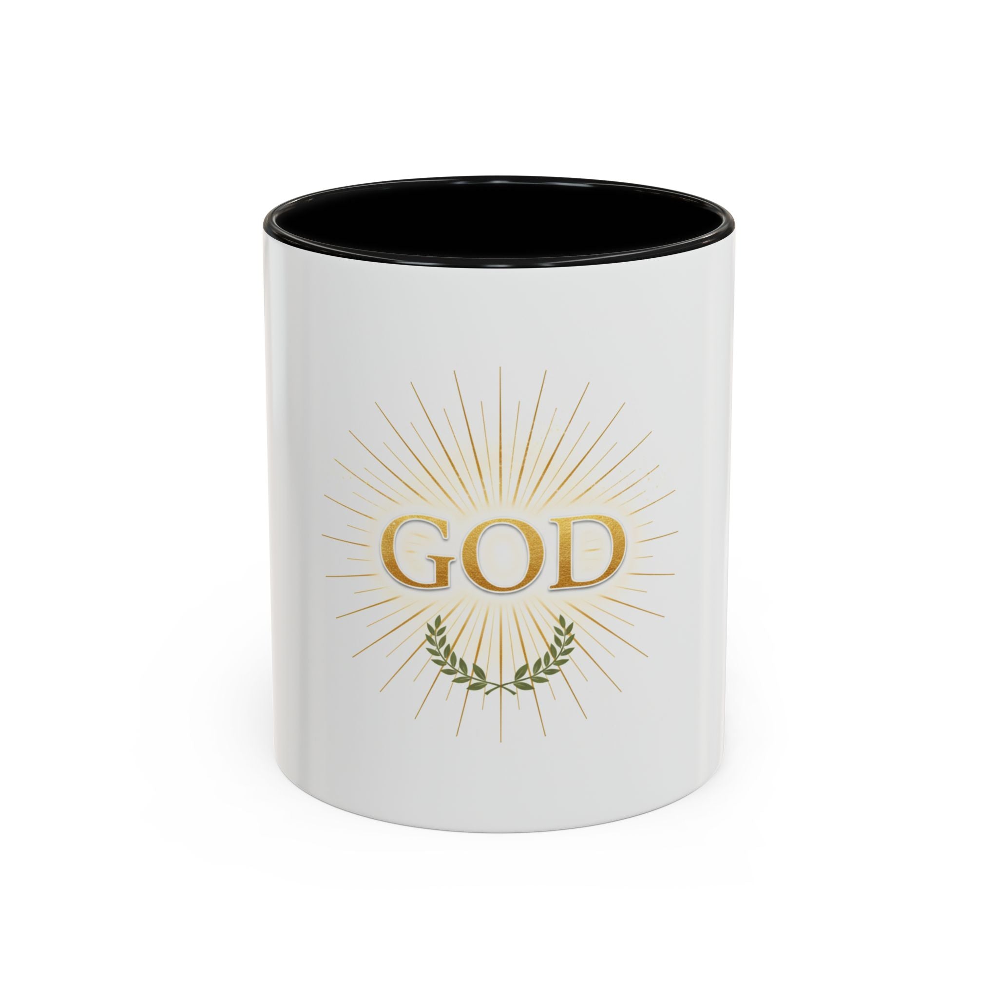 God Radiant Accent Coffee Mug — Inspirational Christian Ceramic Mug