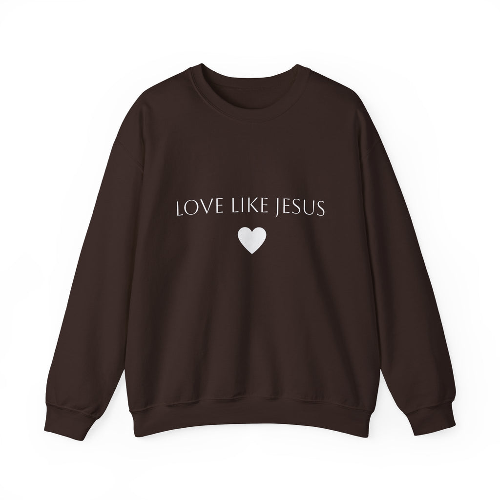 Love Like Jesus Sweatshirt Faith Inspired Crewneck with Heart Graphic