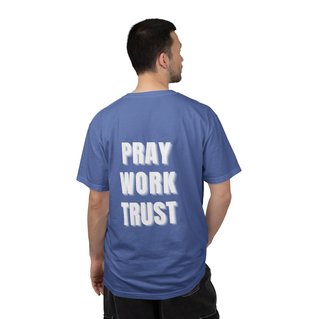 Pray Work Trust Tee Garment-Dyed Brown Inspirational T-Shirt