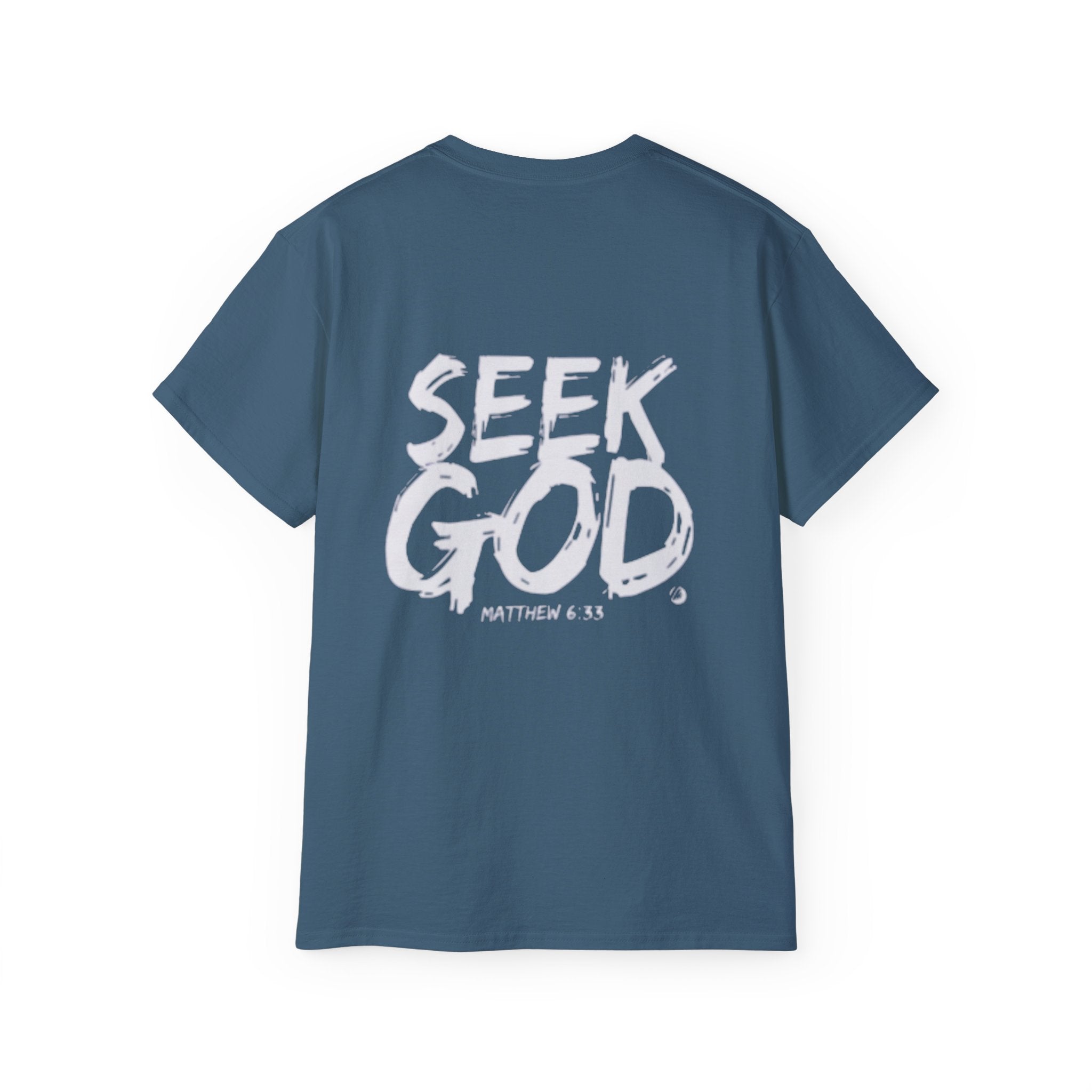 Seek God T-Shirt — Christian Faith Tee with Cross & Matthew 6:33 Scripture