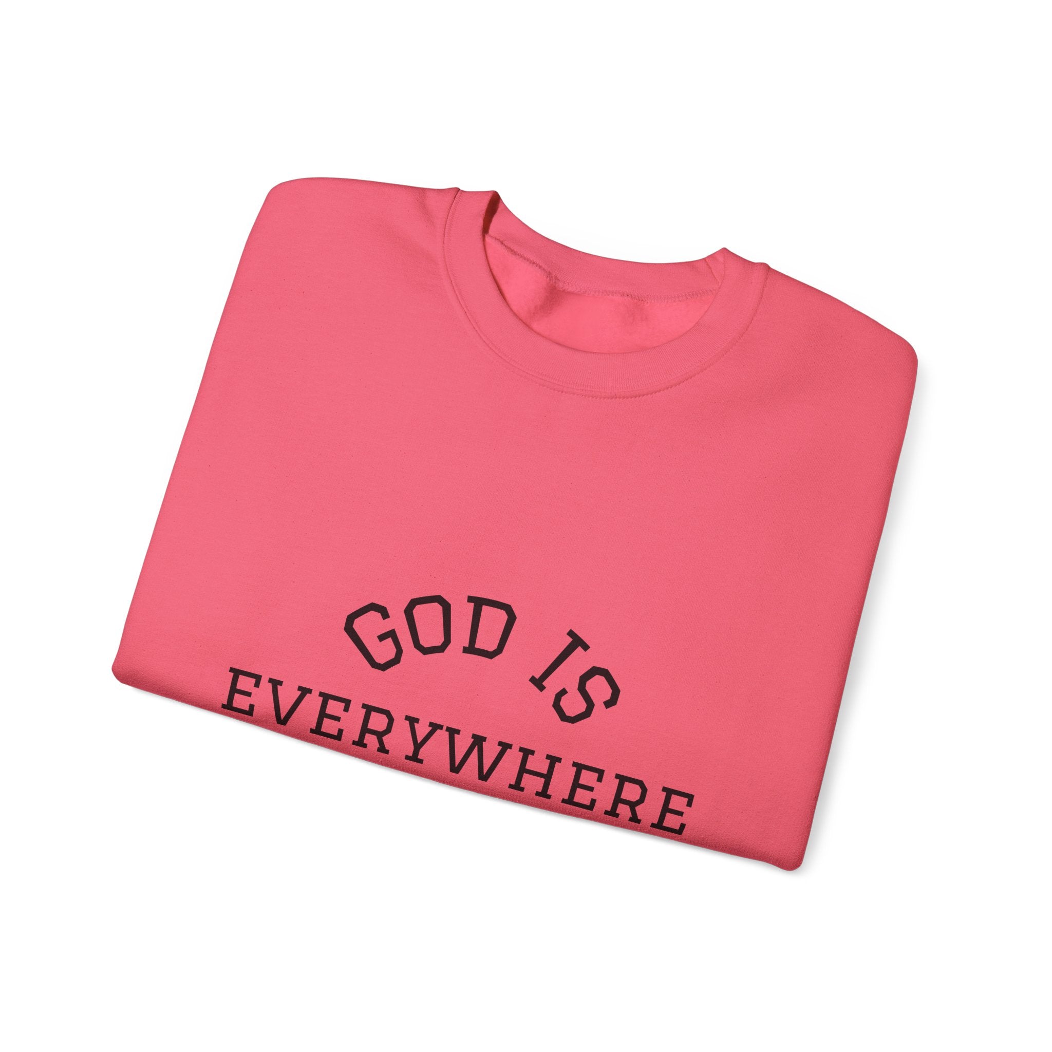 Christian Crewneck Sweatshirt — "God Is Everywhere" with Back Cross Design