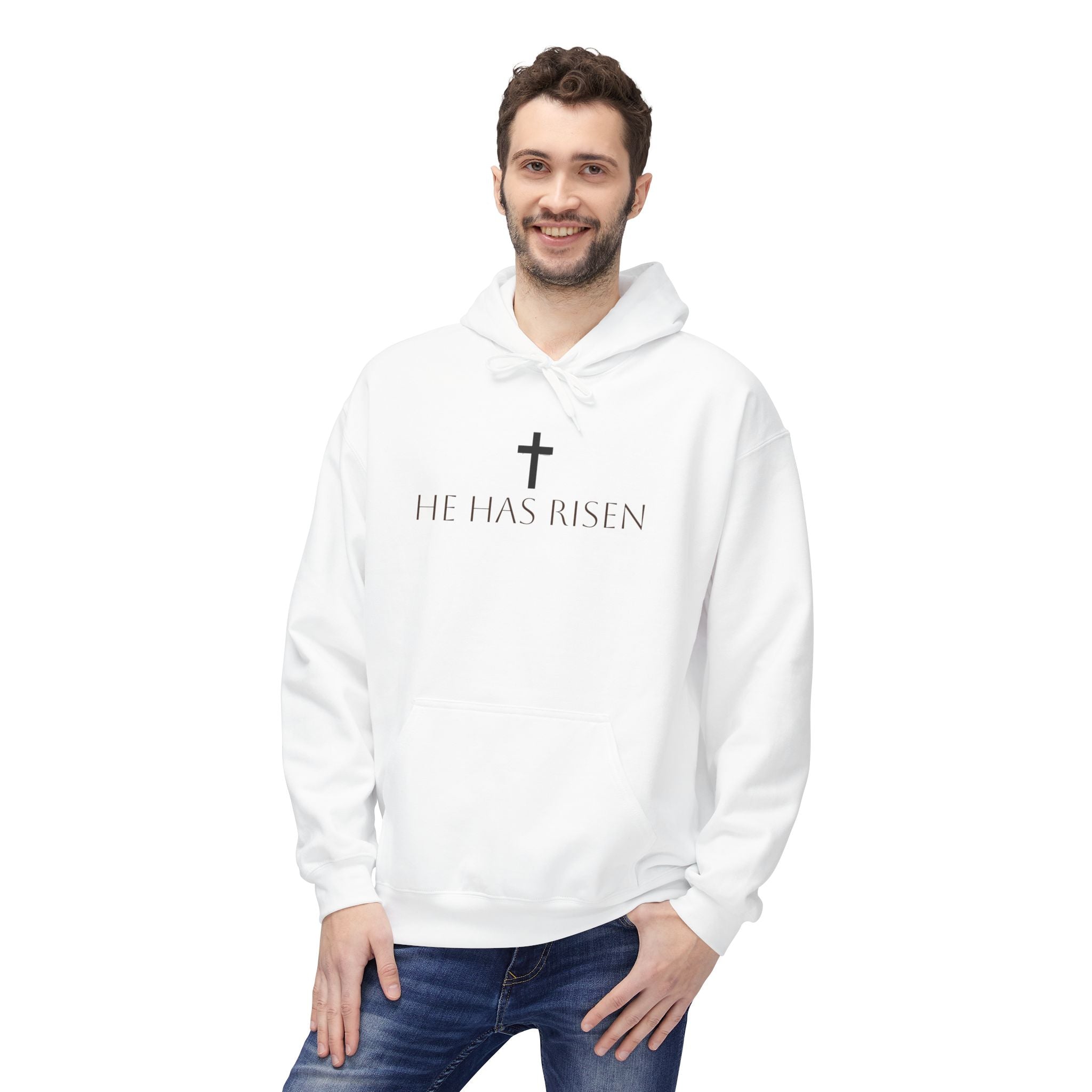 He Has Risen Hoodie  Christian Easter Scripture Pullover (Matthew 28:6)