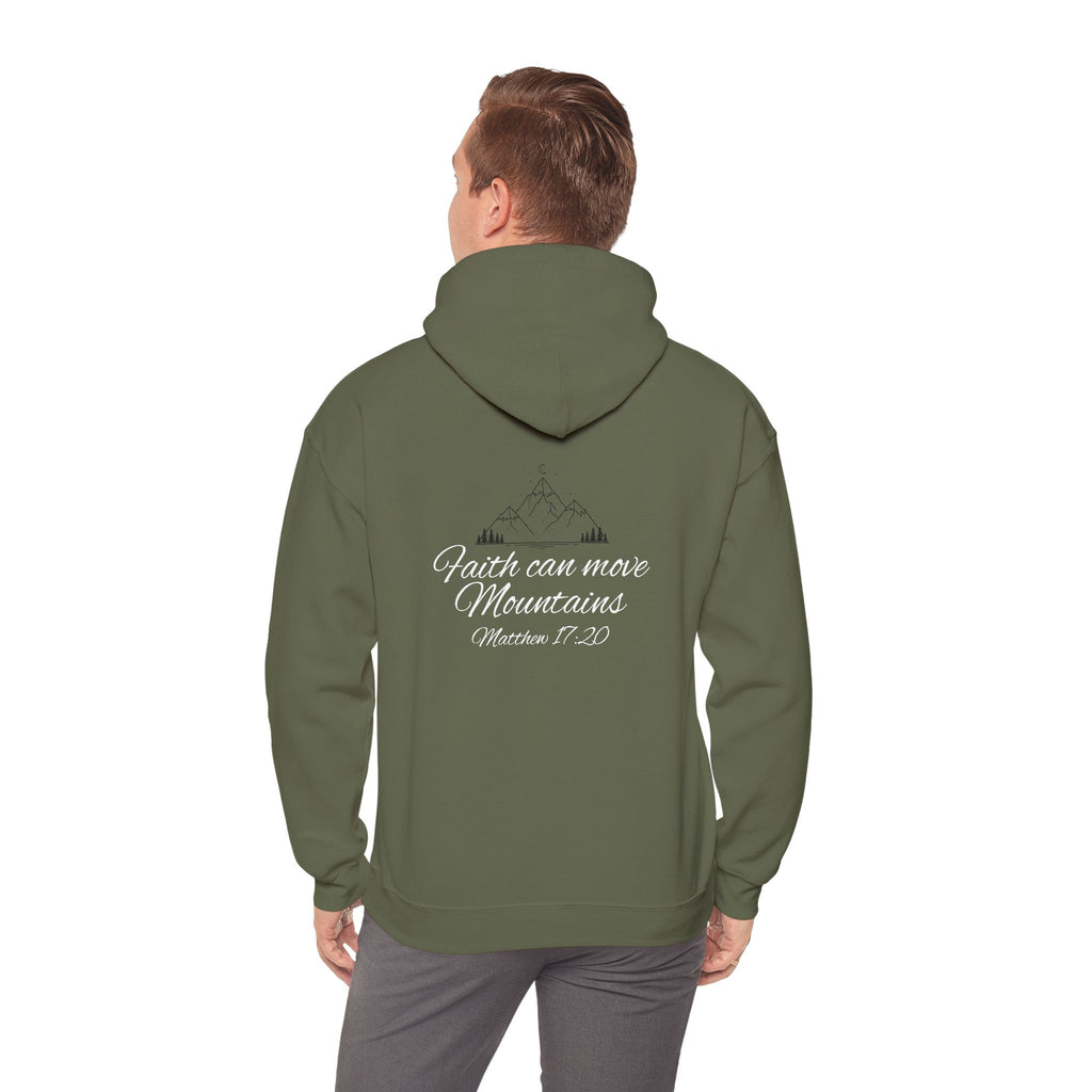 Faith Can Move Mountains Hoodie Inspirational Christian Scripture Sweatshirt (Matthew 17:20)