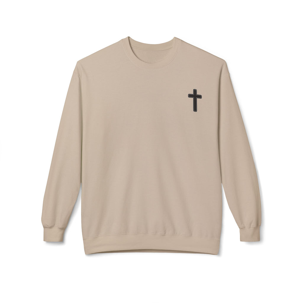 Christian/Catholic Crewneck Sweatshirt "God's Still Working On Me" Cross Pullover