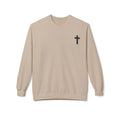 Christian/Catholic Crewneck Sweatshirt "God's Still Working On Me" Cross Pullover