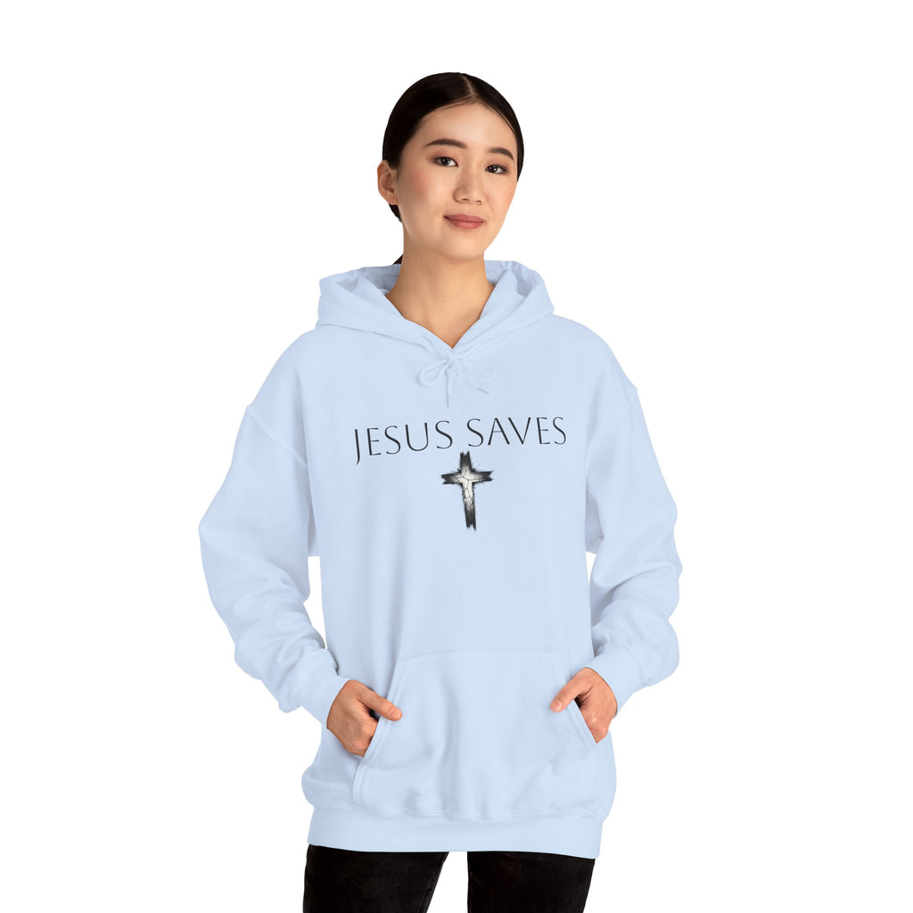 Religious Hoodie Cross Graphic with Jesus Saves