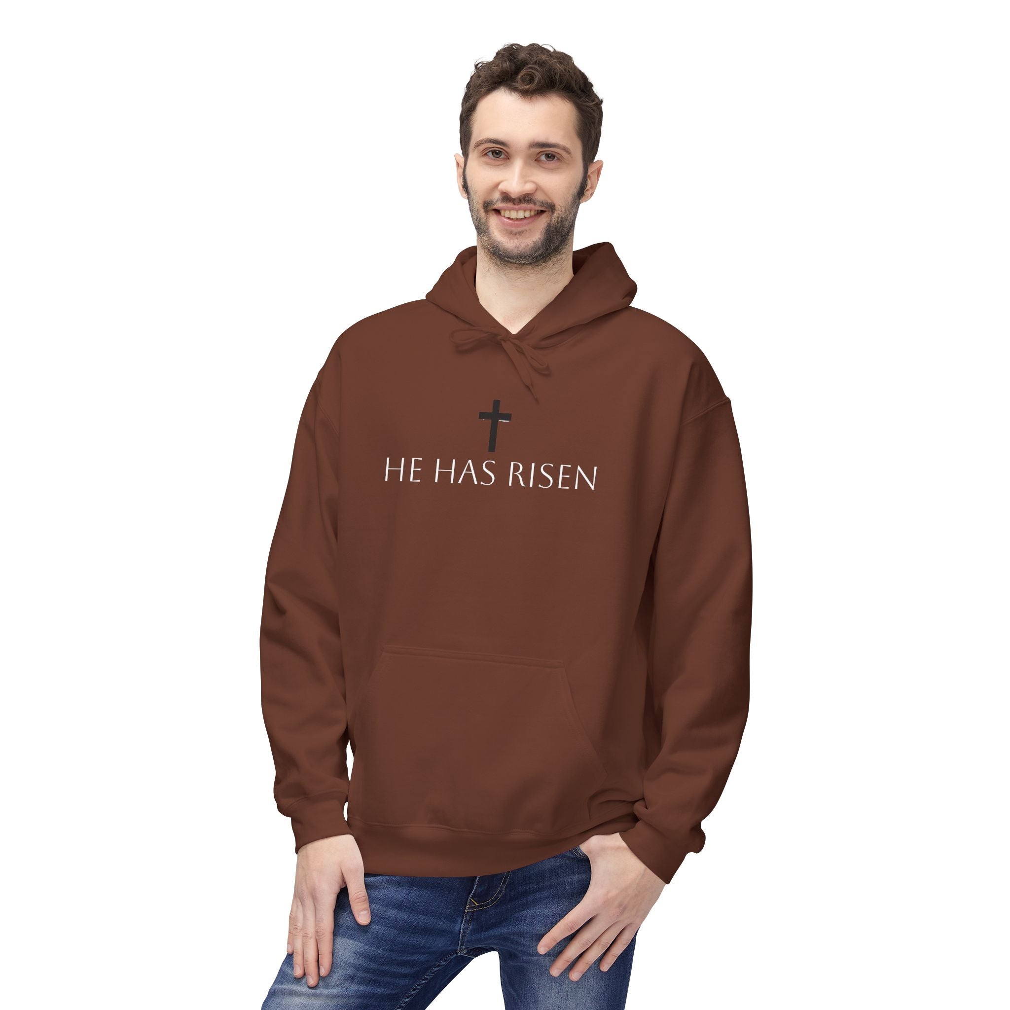 He Has Risen Hoodie  Christian Easter Scripture Pullover (Matthew 28:6)