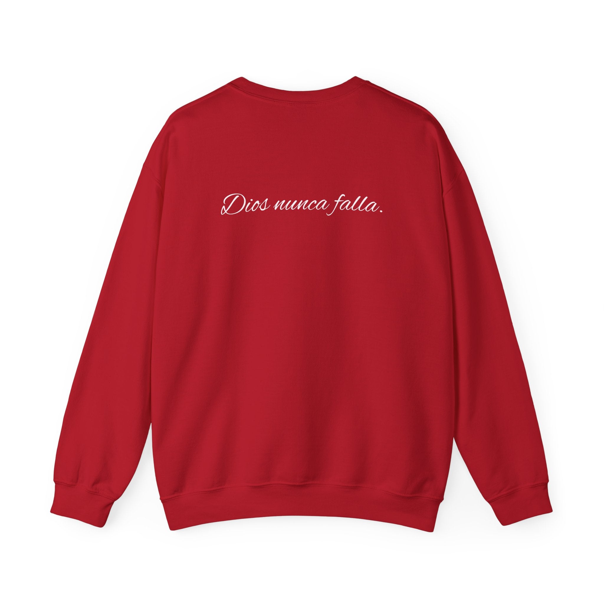 Crewneck Sweatshirt — 'Dios nunca falla' Script Heart Spiritual Pullover