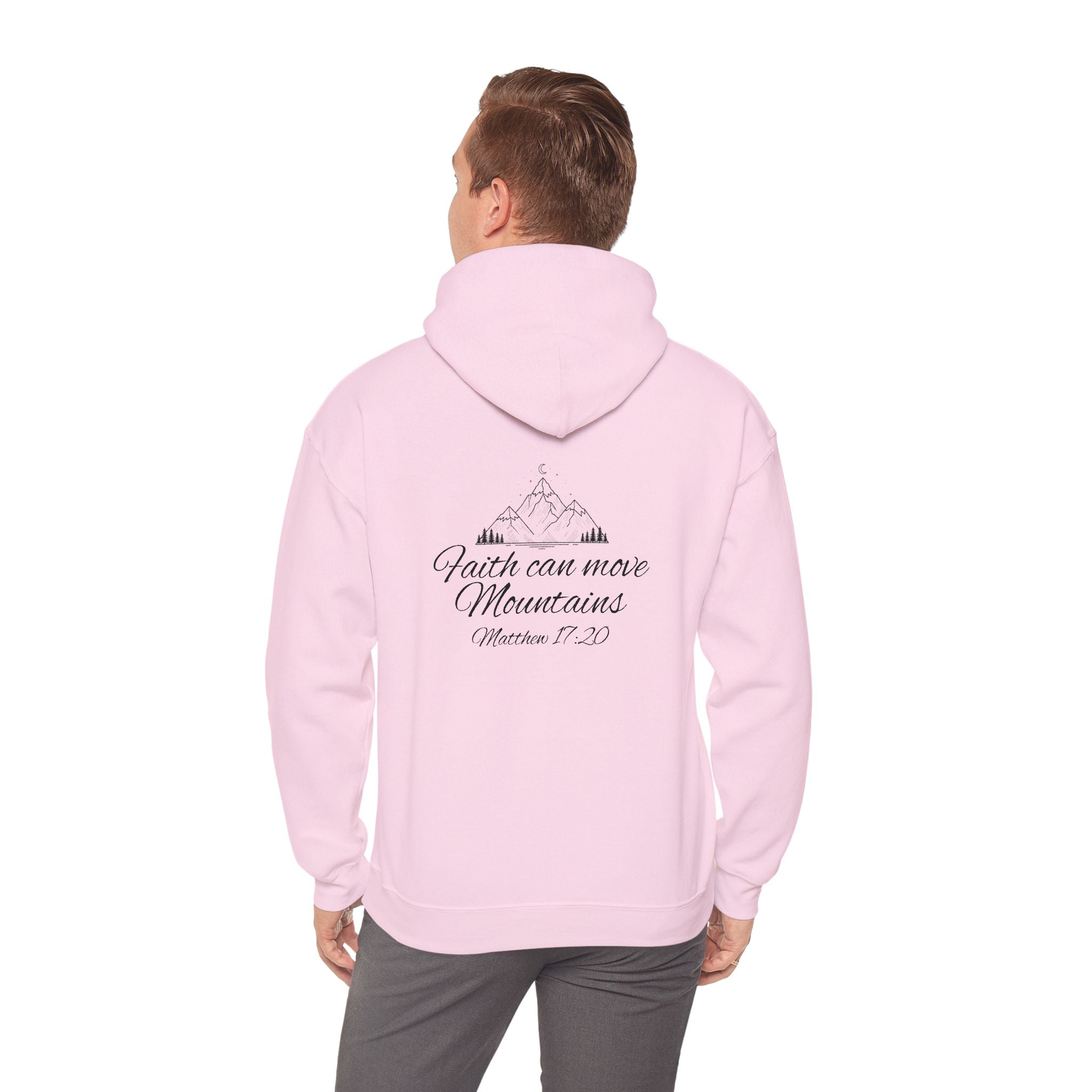 Faith Can Move Mountains Hoodie Inspirational Christian Scripture Sweatshirt (Matthew 17:20)