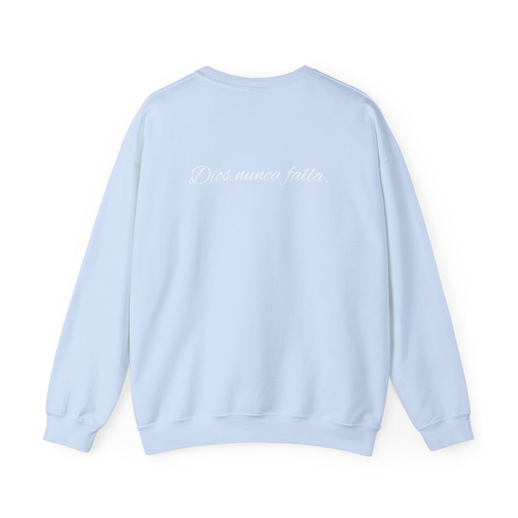 Crewneck Sweatshirt — 'Dios nunca falla' Script Heart Spiritual Pullover