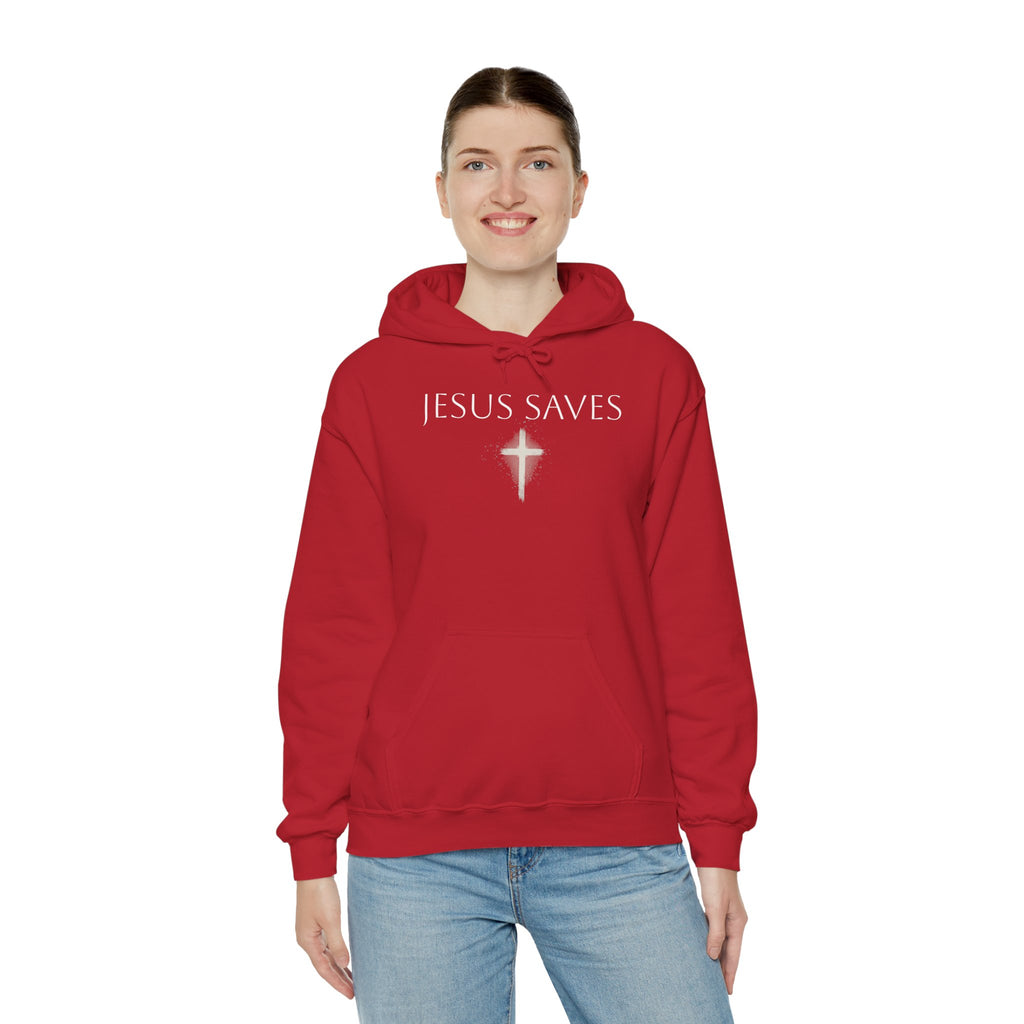 Religious Hoodie Cross Graphic with Jesus Saves