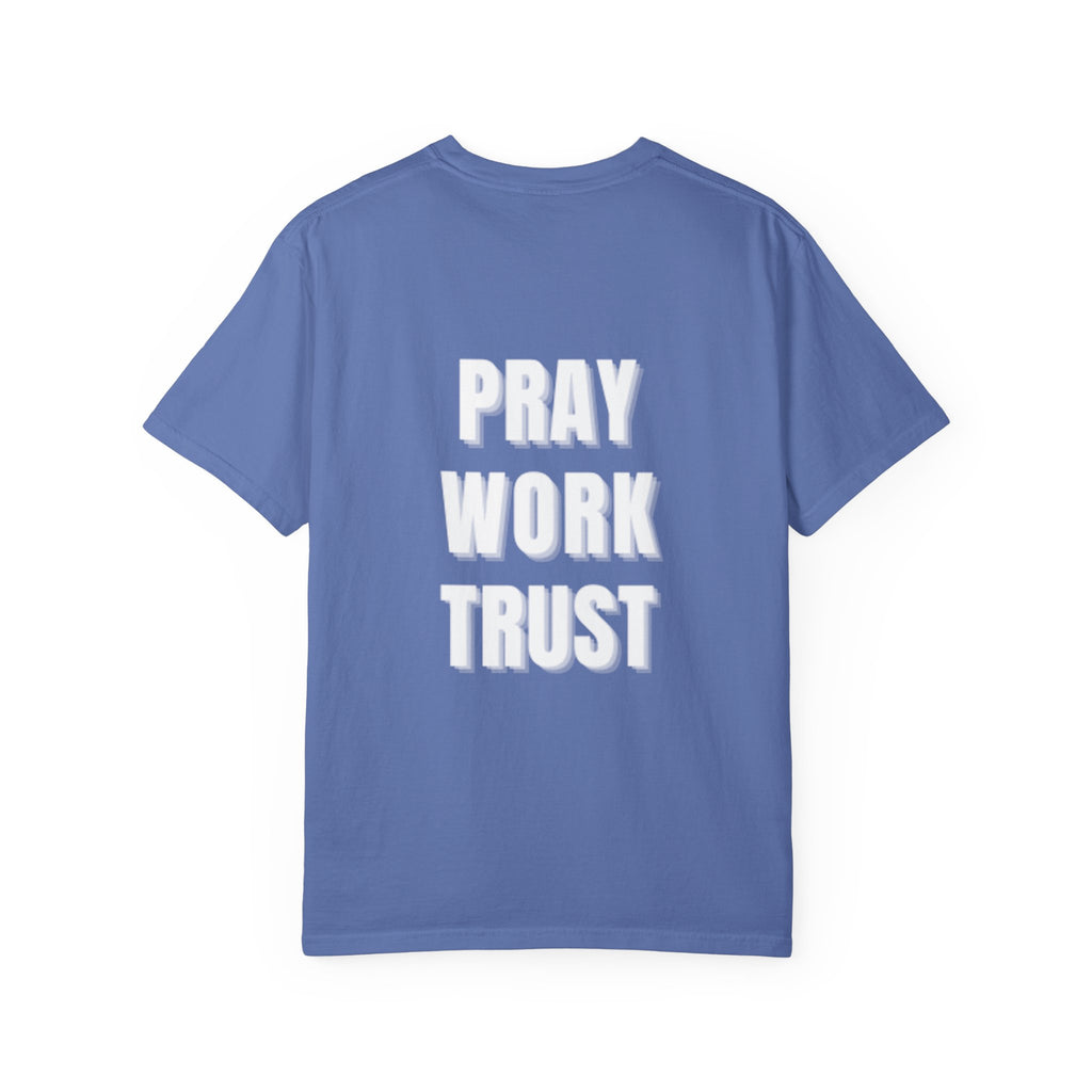 Pray Work Trust Tee Garment-Dyed Brown Inspirational T-Shirt